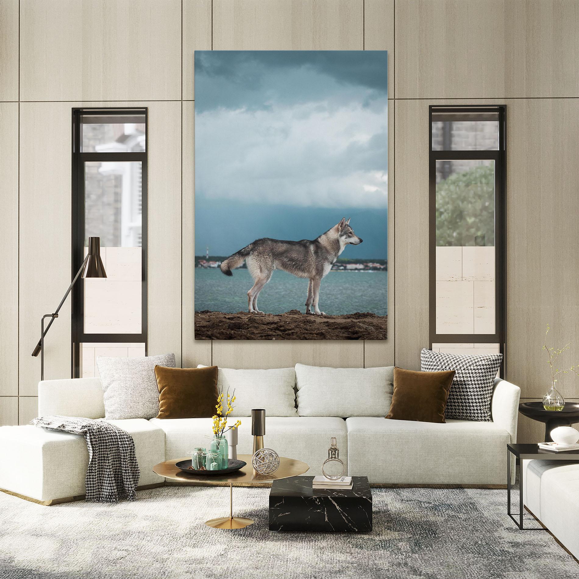 Картина на платно Grey Wolf Looking mockup 2