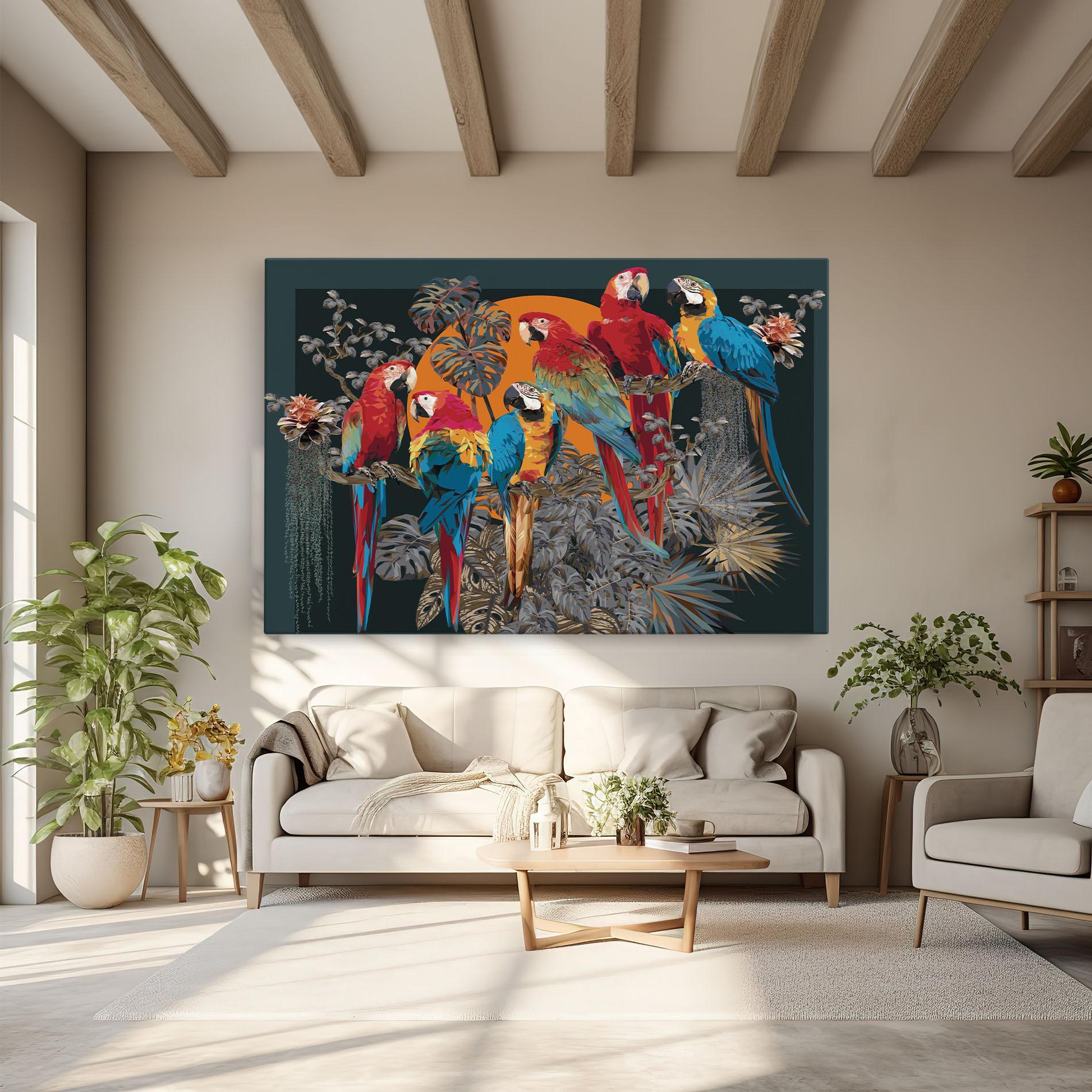 Картина на платно Family Parrot mockup 6