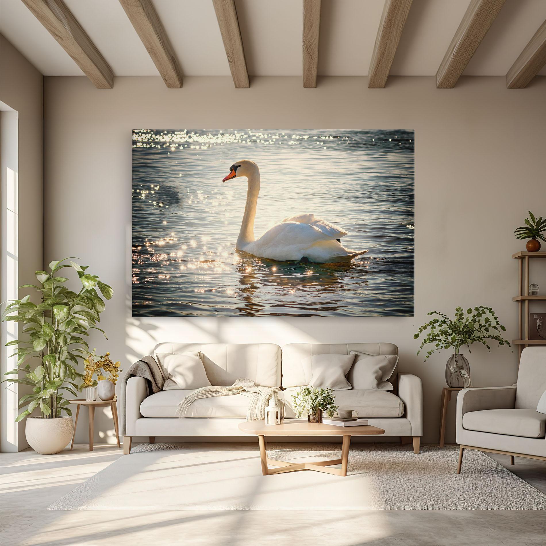 Картина на платно Swan On Lake mockup 6