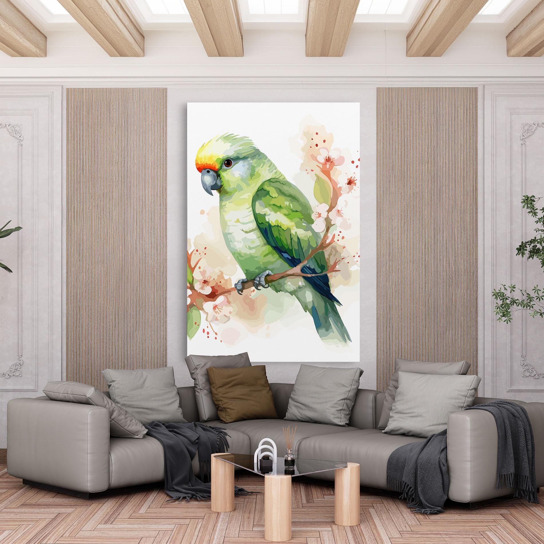 Картина на платно Pretty Green Parrot mockup 6