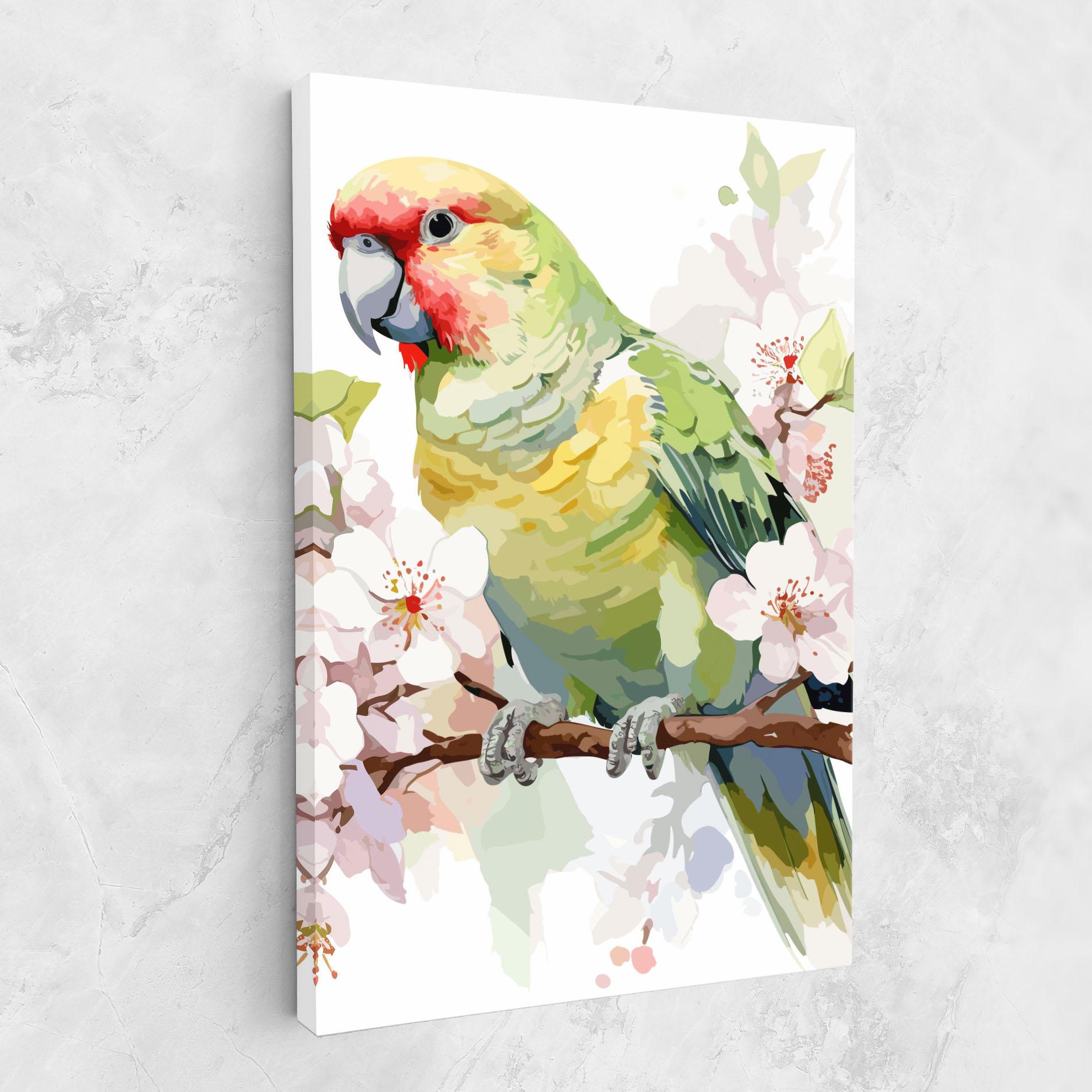 Картина на платно Cute Green Parrot mockup 1