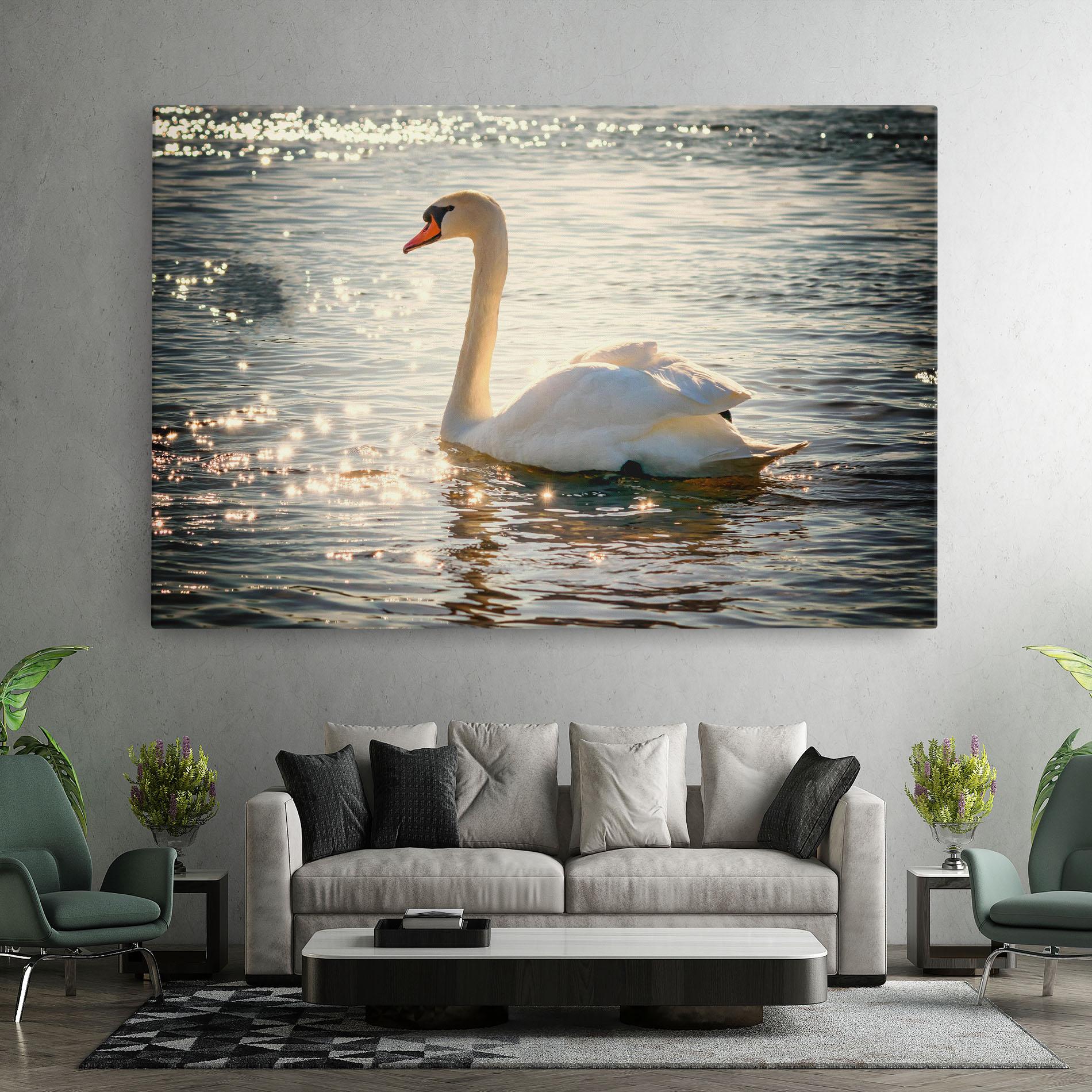Картина на платно Swan On Lake mockup 7