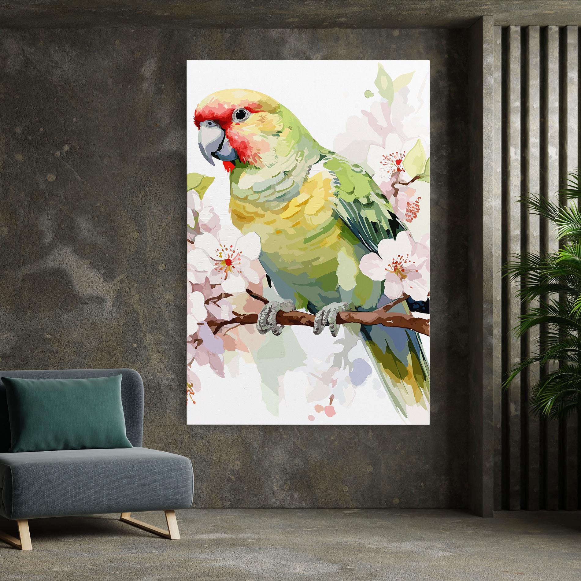 Картина на платно Cute Green Parrot mockup 7