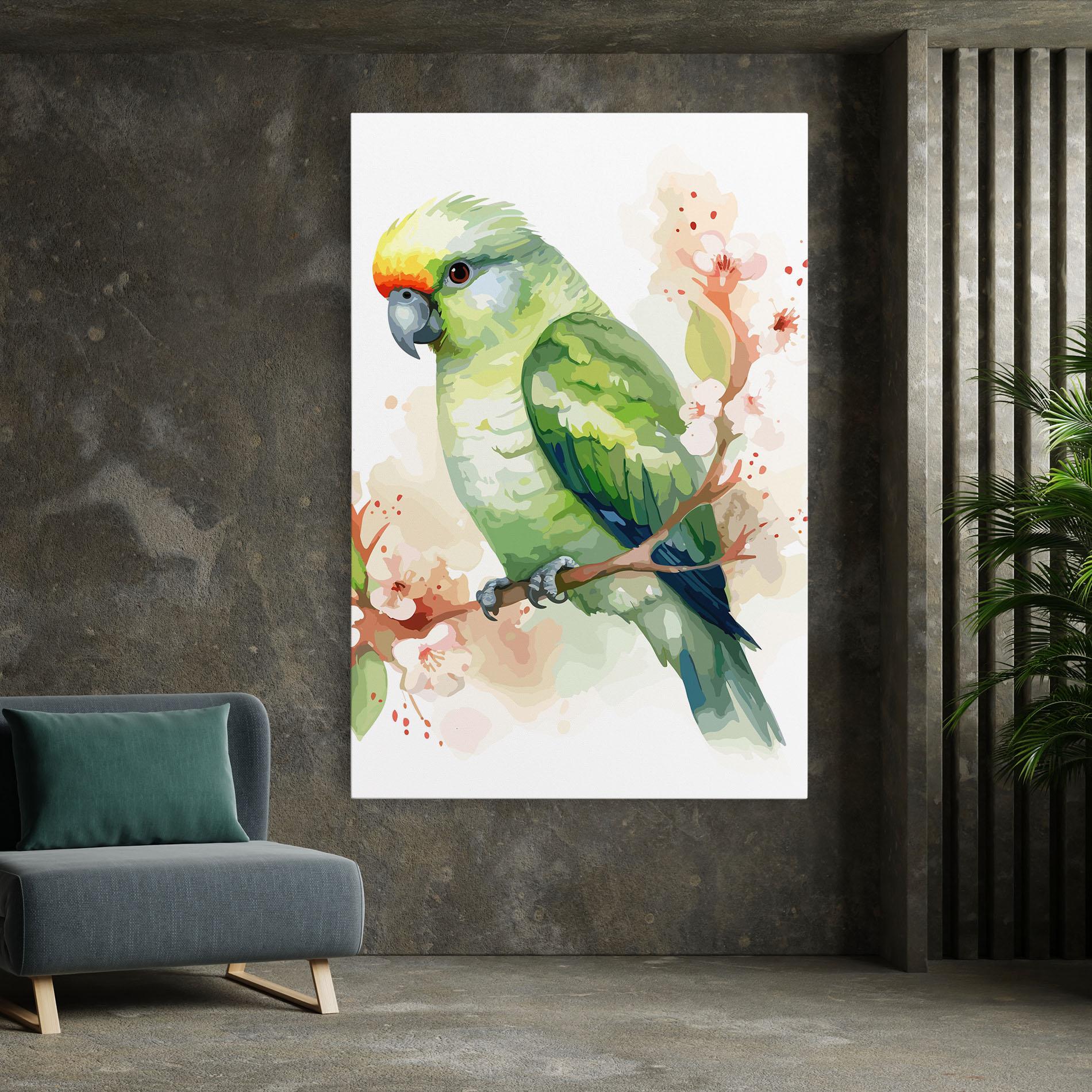 Картина на платно Pretty Green Parrot mockup 7