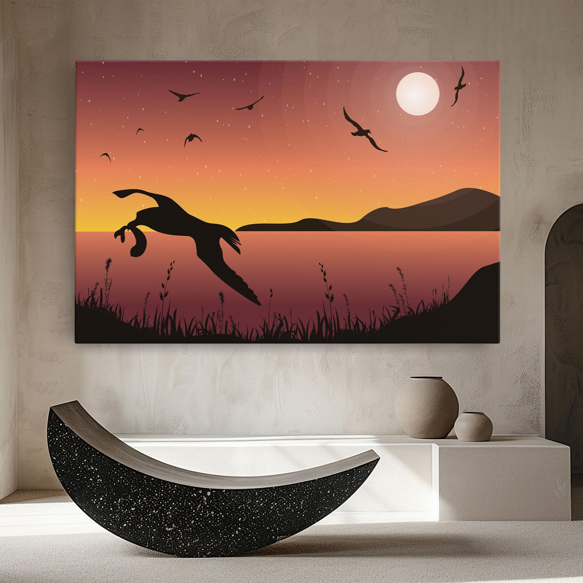 Картина на платно Birds Fishing mockup 8