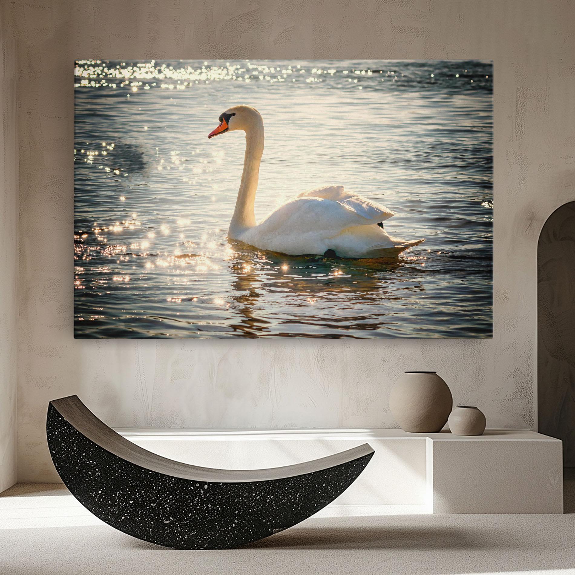 Картина на платно Swan On Lake mockup 8