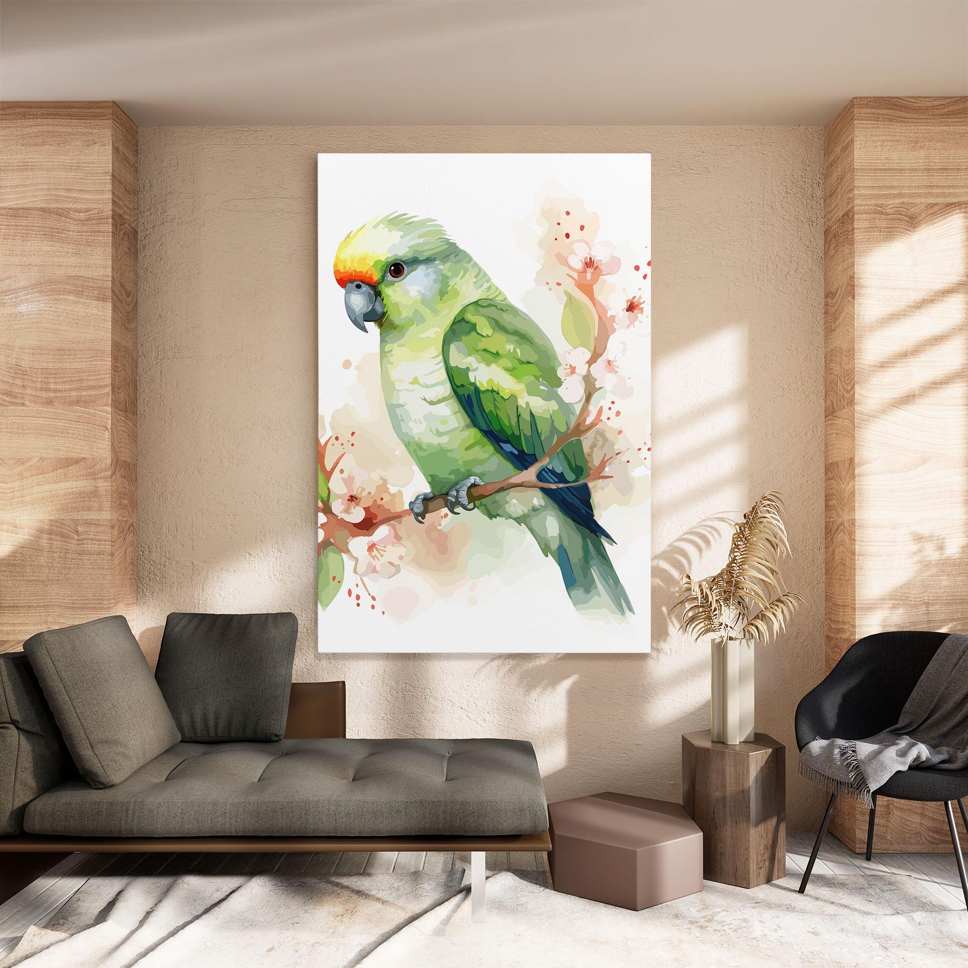 Картина на платно Pretty Green Parrot mockup 8