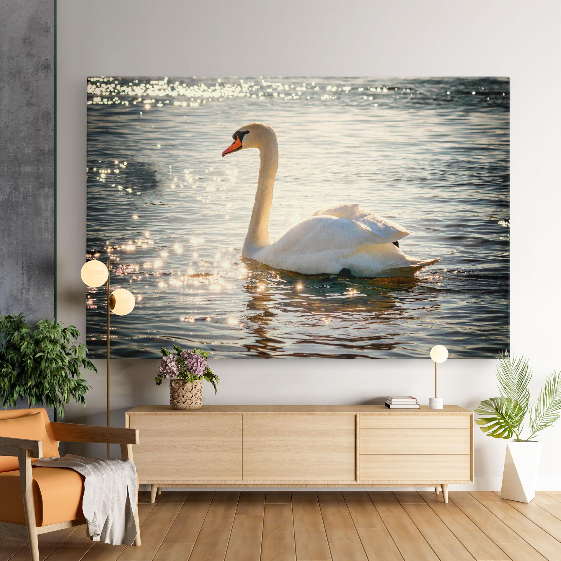 Картина на платно Swan On Lake mockup 9