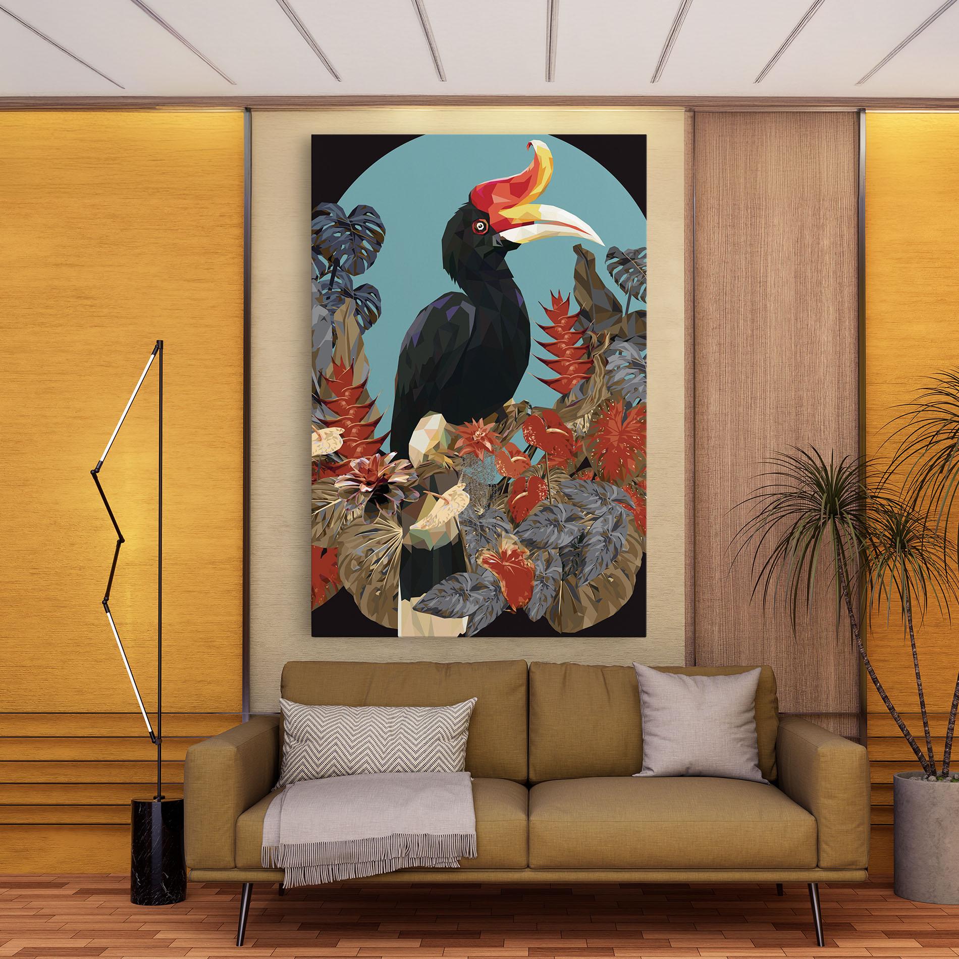 Картина на платно Black Interesting Bird mockup 9