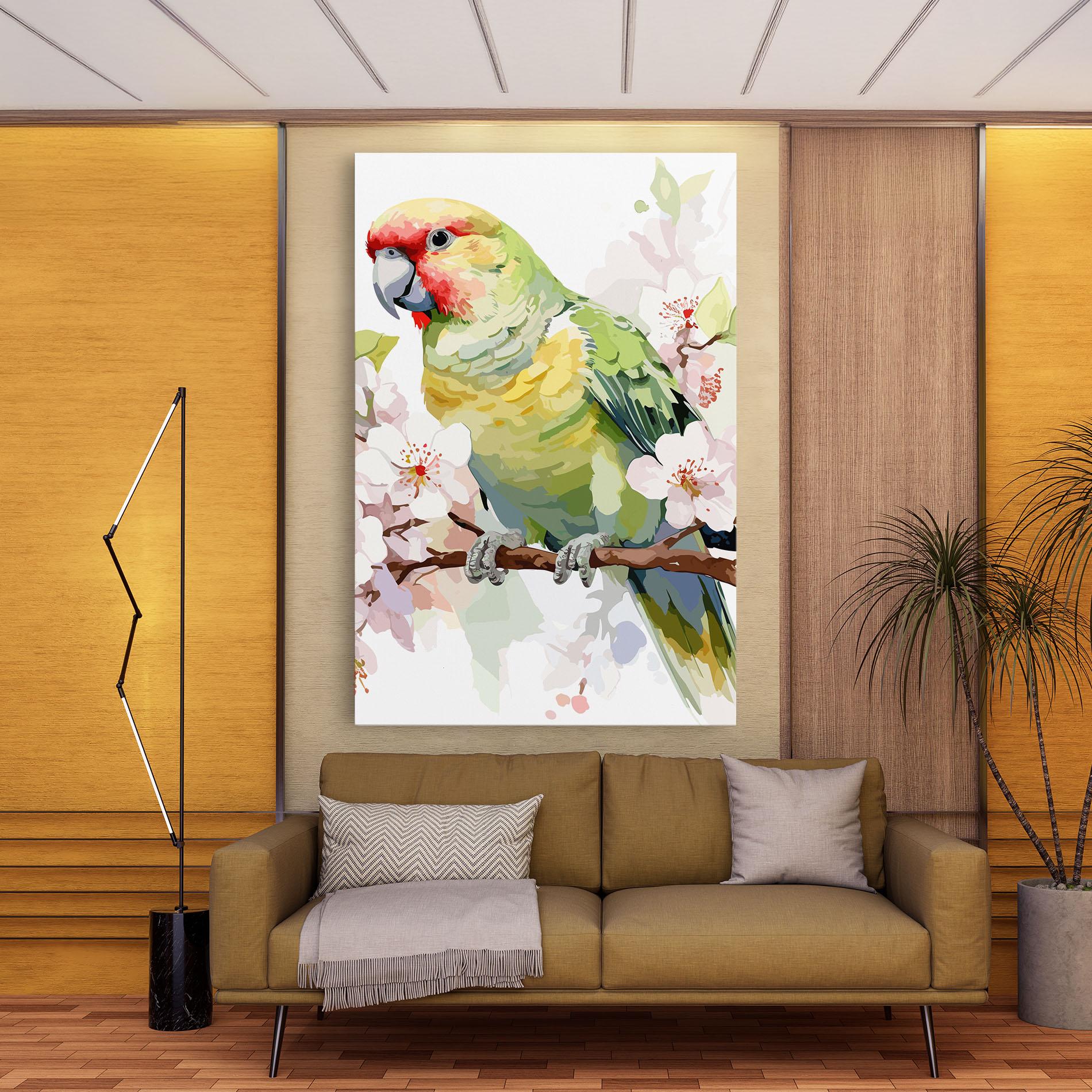 Картина на платно Cute Green Parrot mockup 9