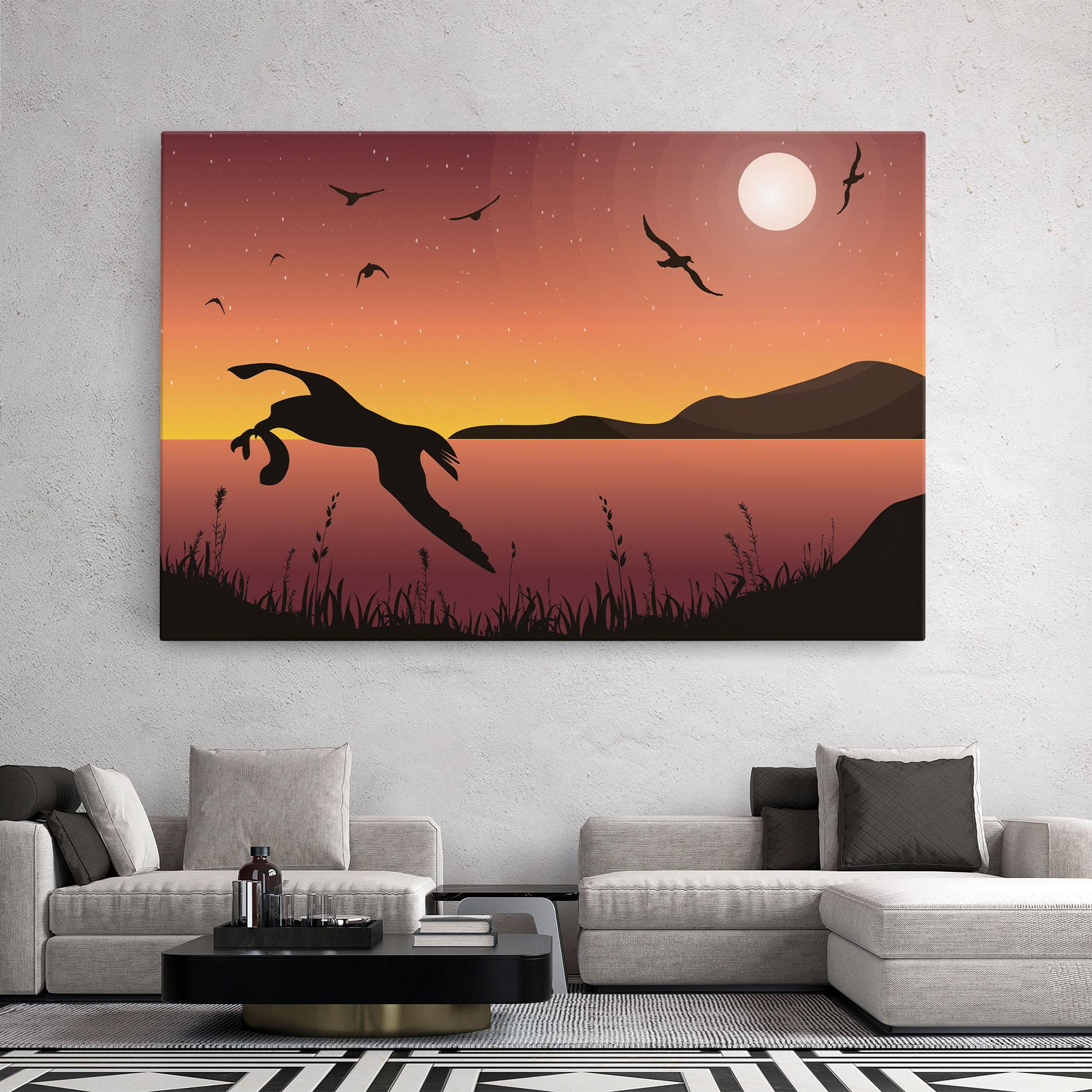 Картина на платно Birds Fishing mockup 2