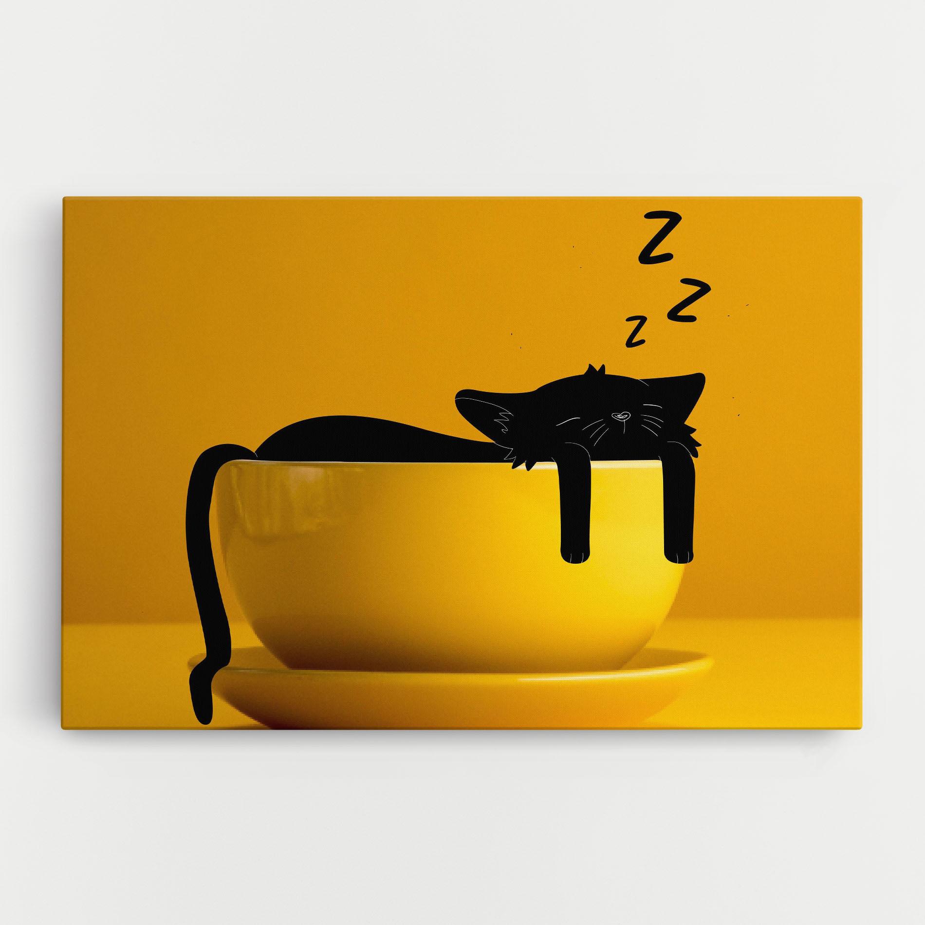 Картина на платно Cat In A Cup mockup 0