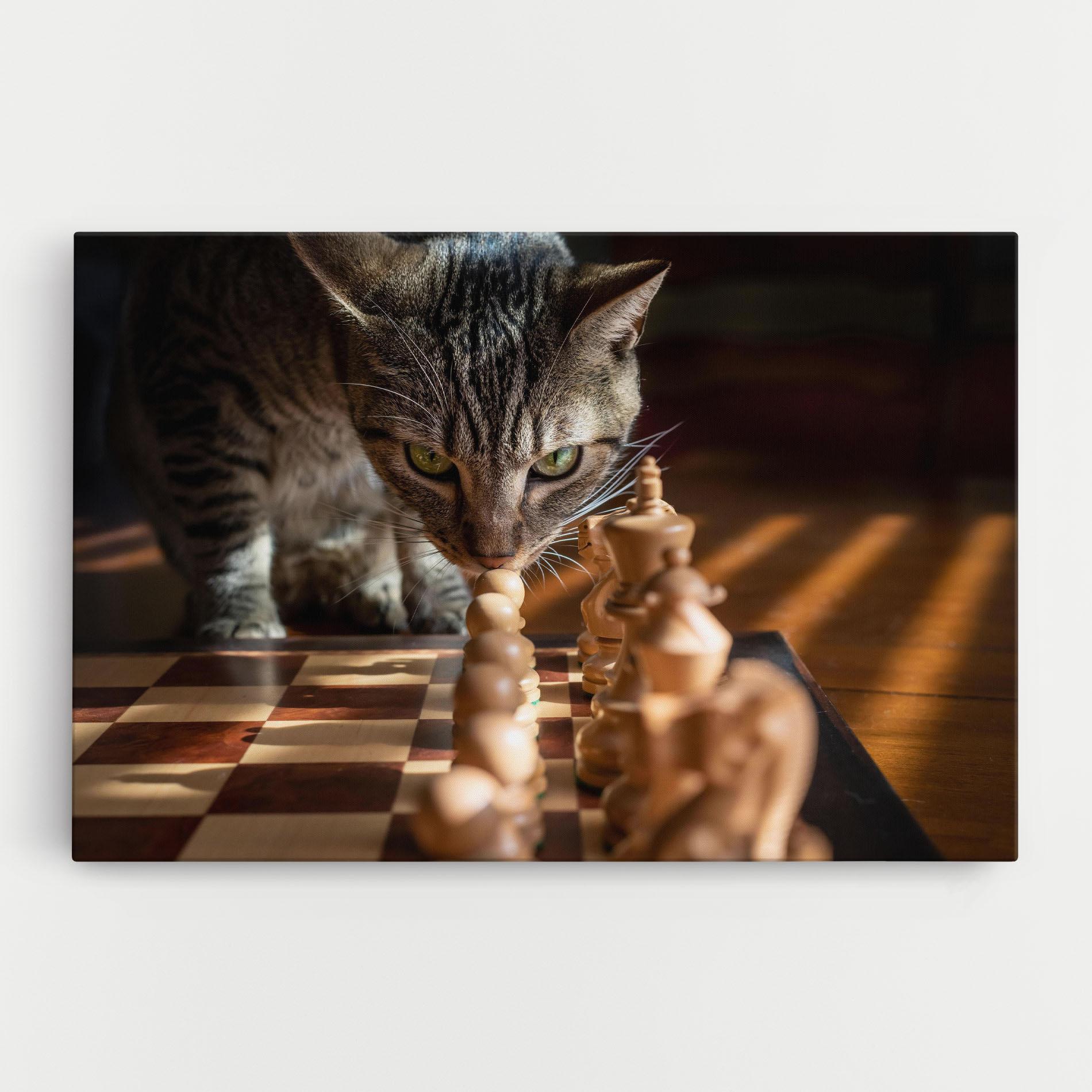 Картина на платно Chess Cat mockup 0