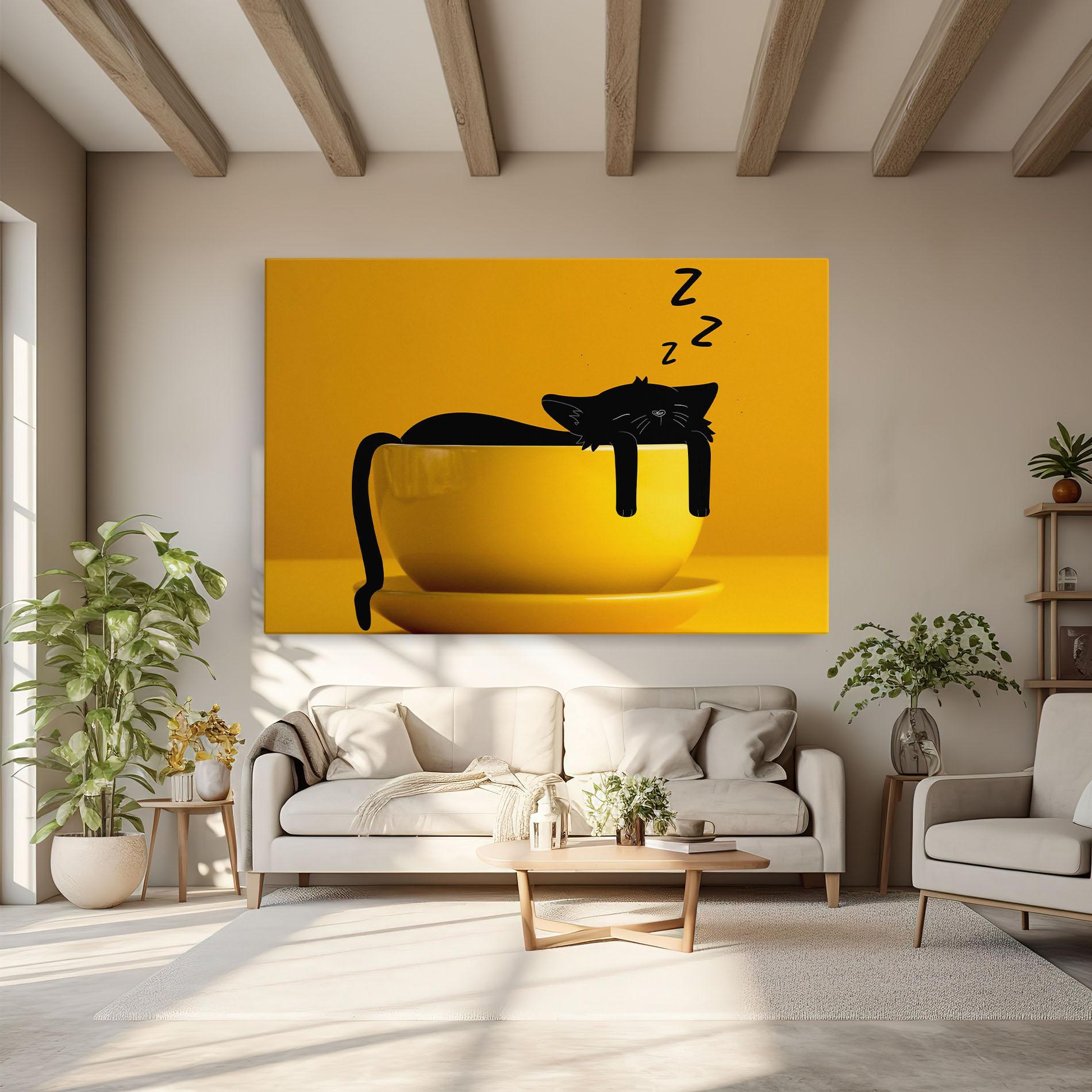 Картина на платно Cat In A Cup mockup 6