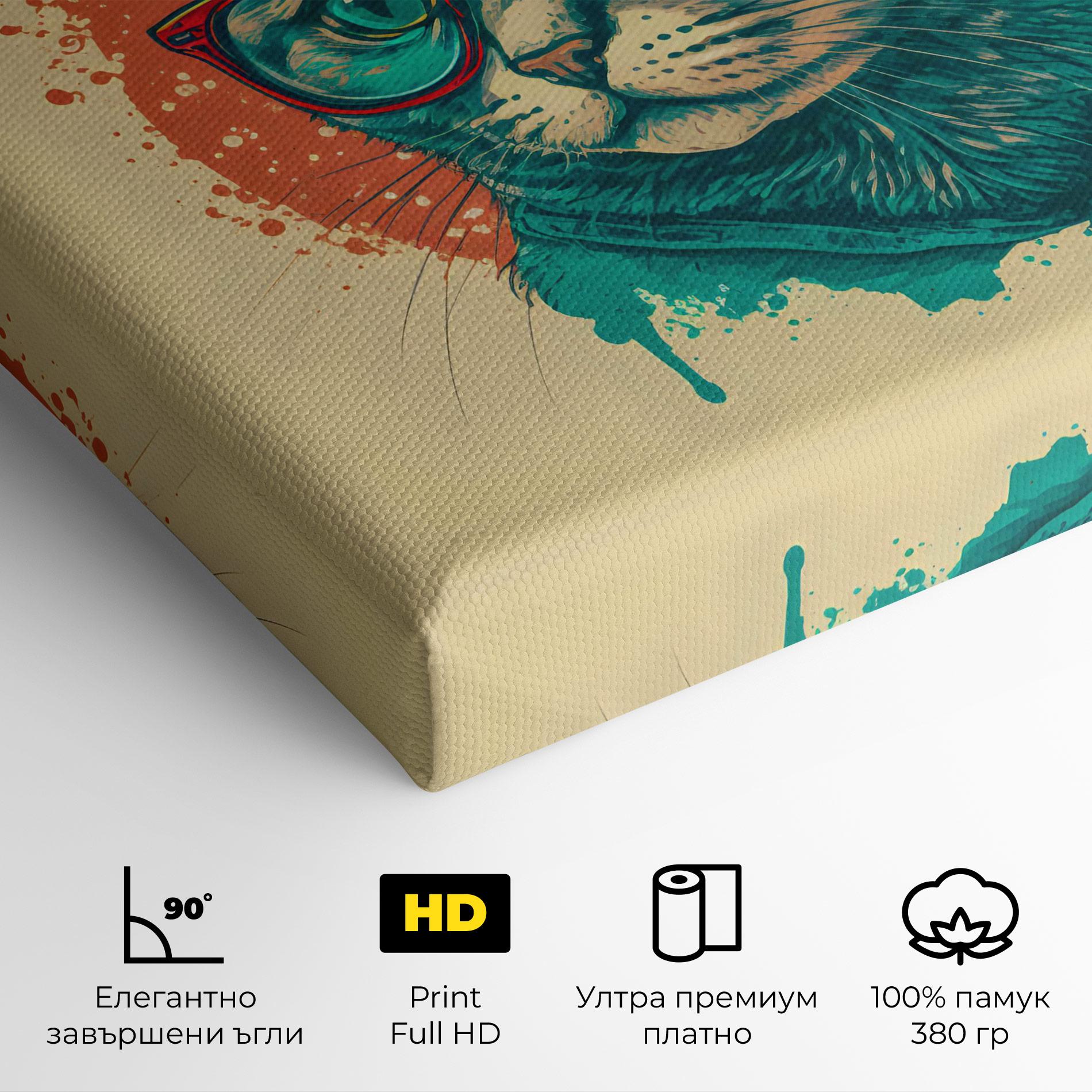 Картина на платно Red Glasses Cat mockup 4