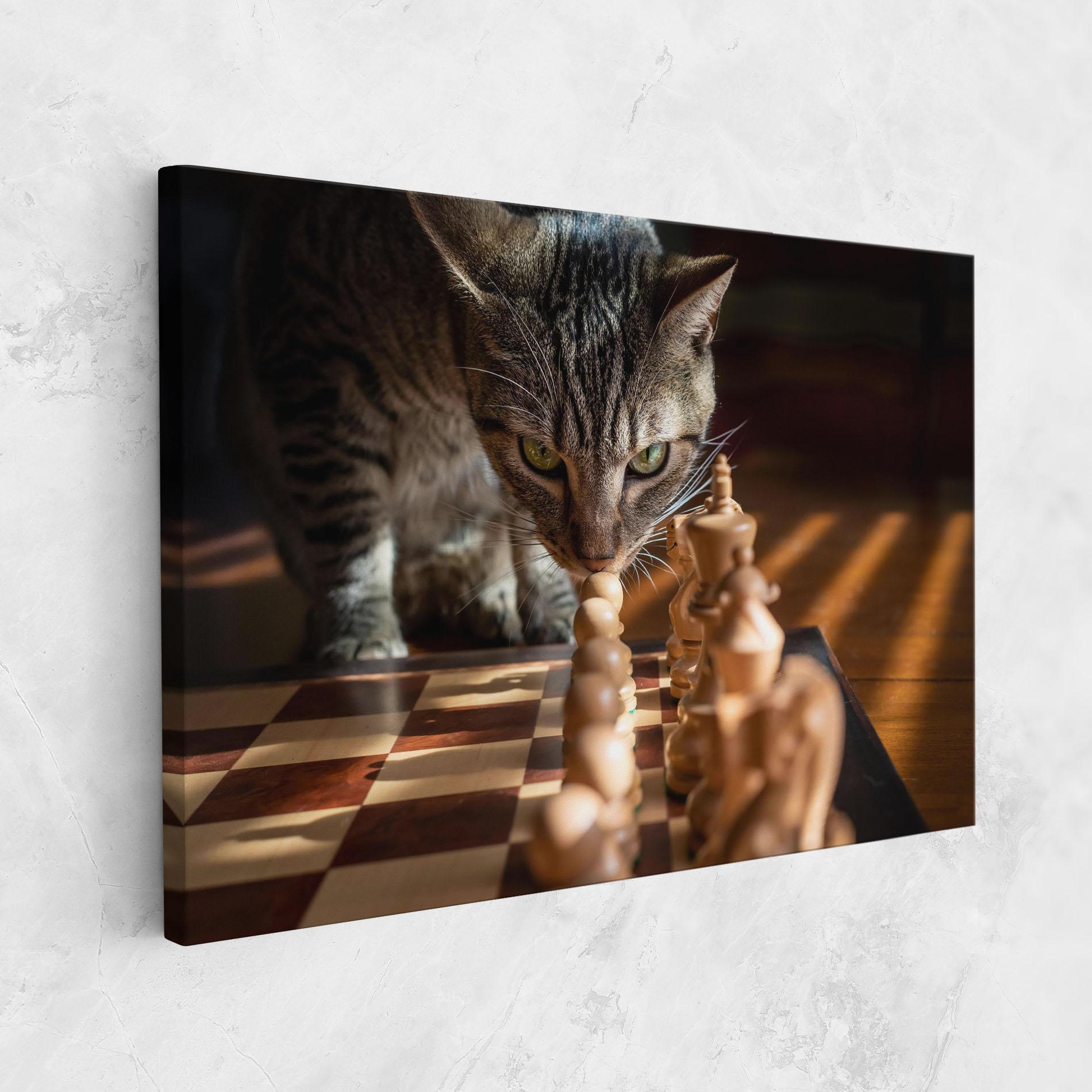 Картина на платно Chess Cat mockup 1