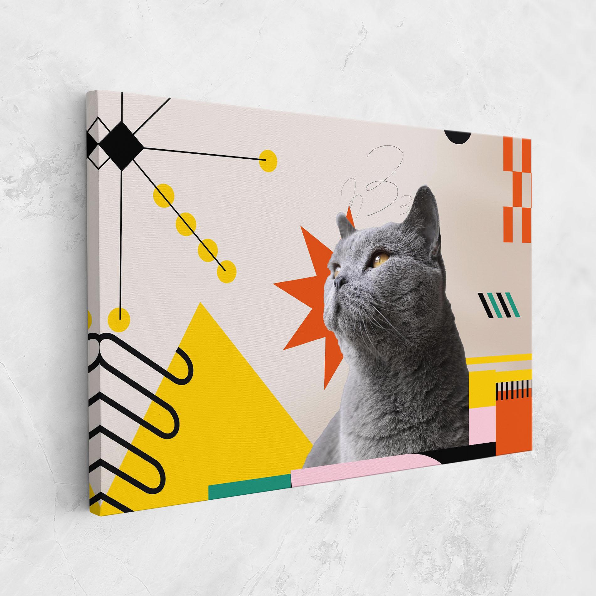 Картина на платно Colorful Graphic Cat mockup 1