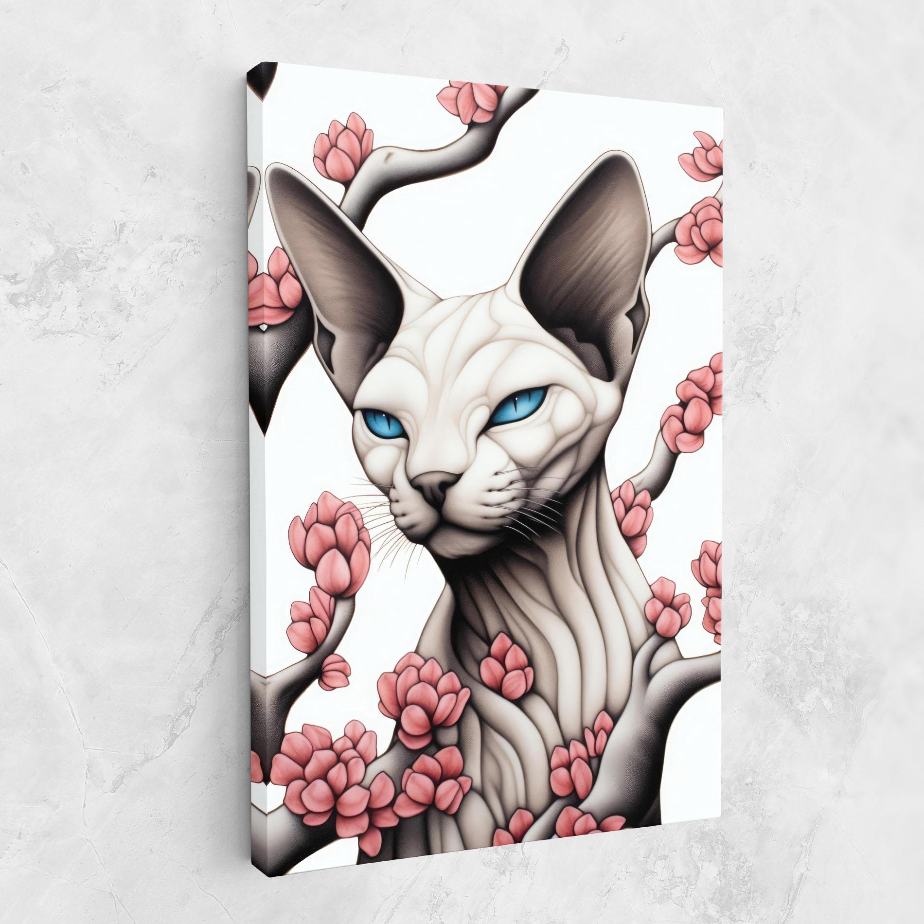 Картина на платно Blue Eyes Cat Drawing mockup 1