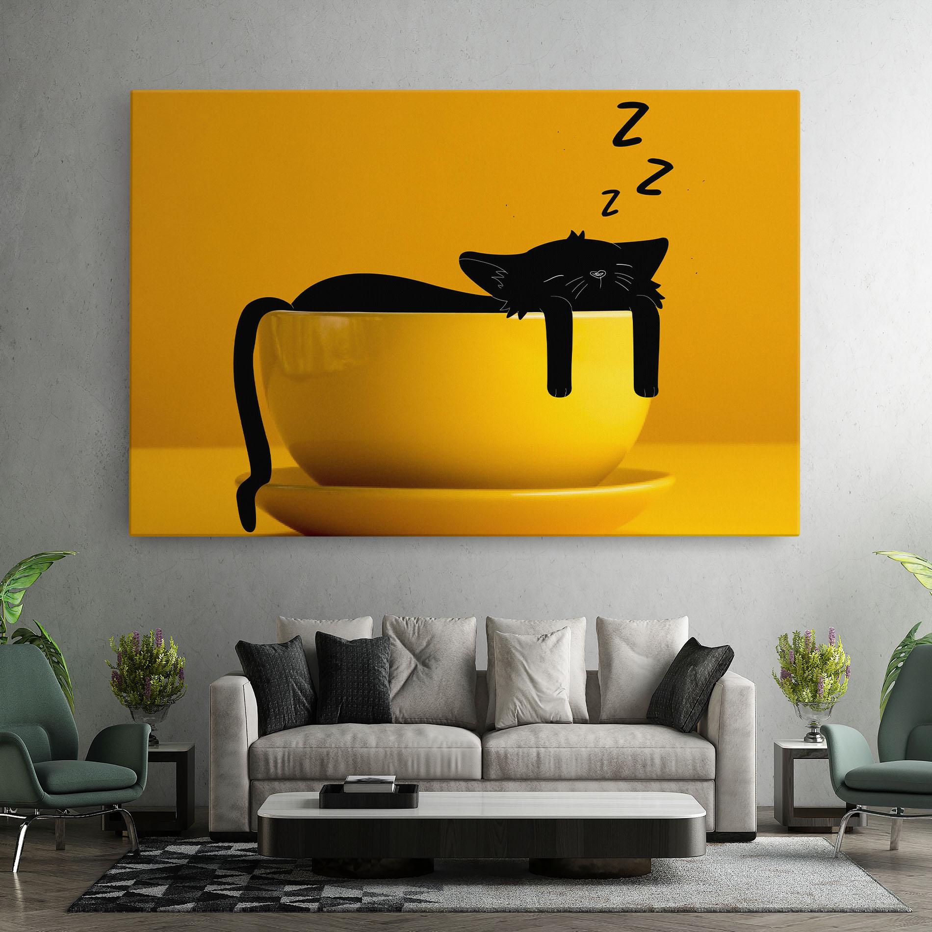 Картина на платно Cat In A Cup mockup 7