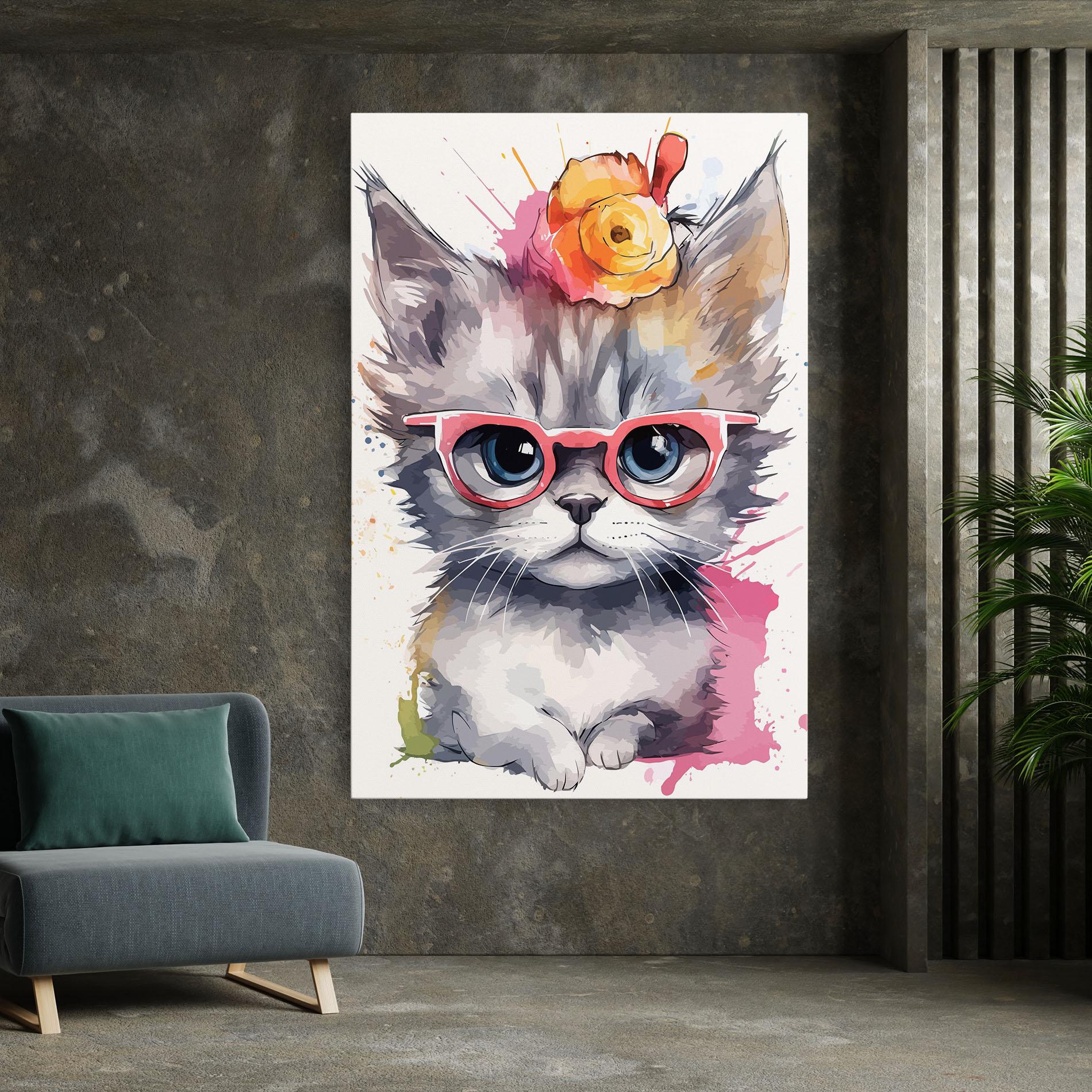 Картина на платно Adorable Grey Cat mockup 7