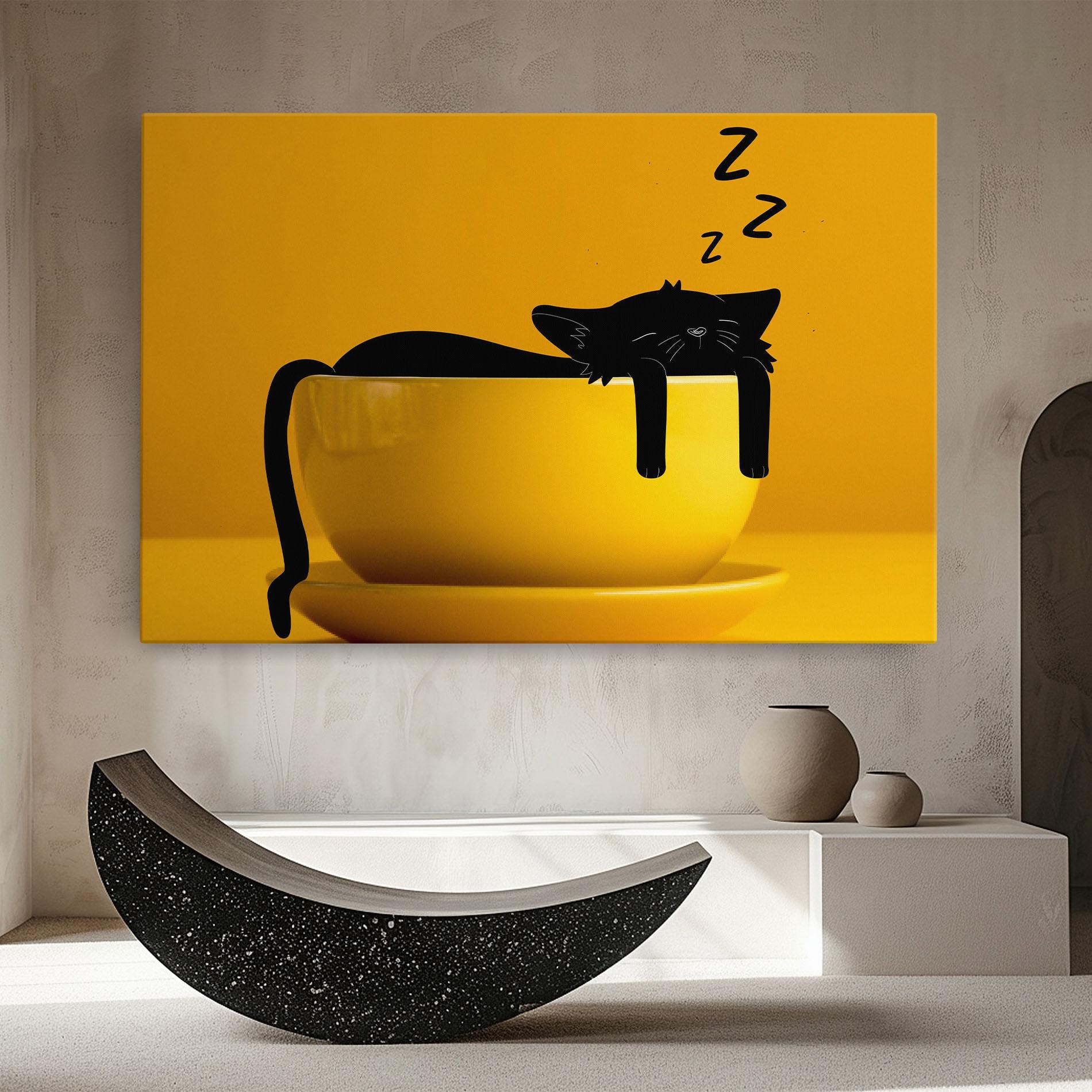 Картина на платно Cat In A Cup mockup 8