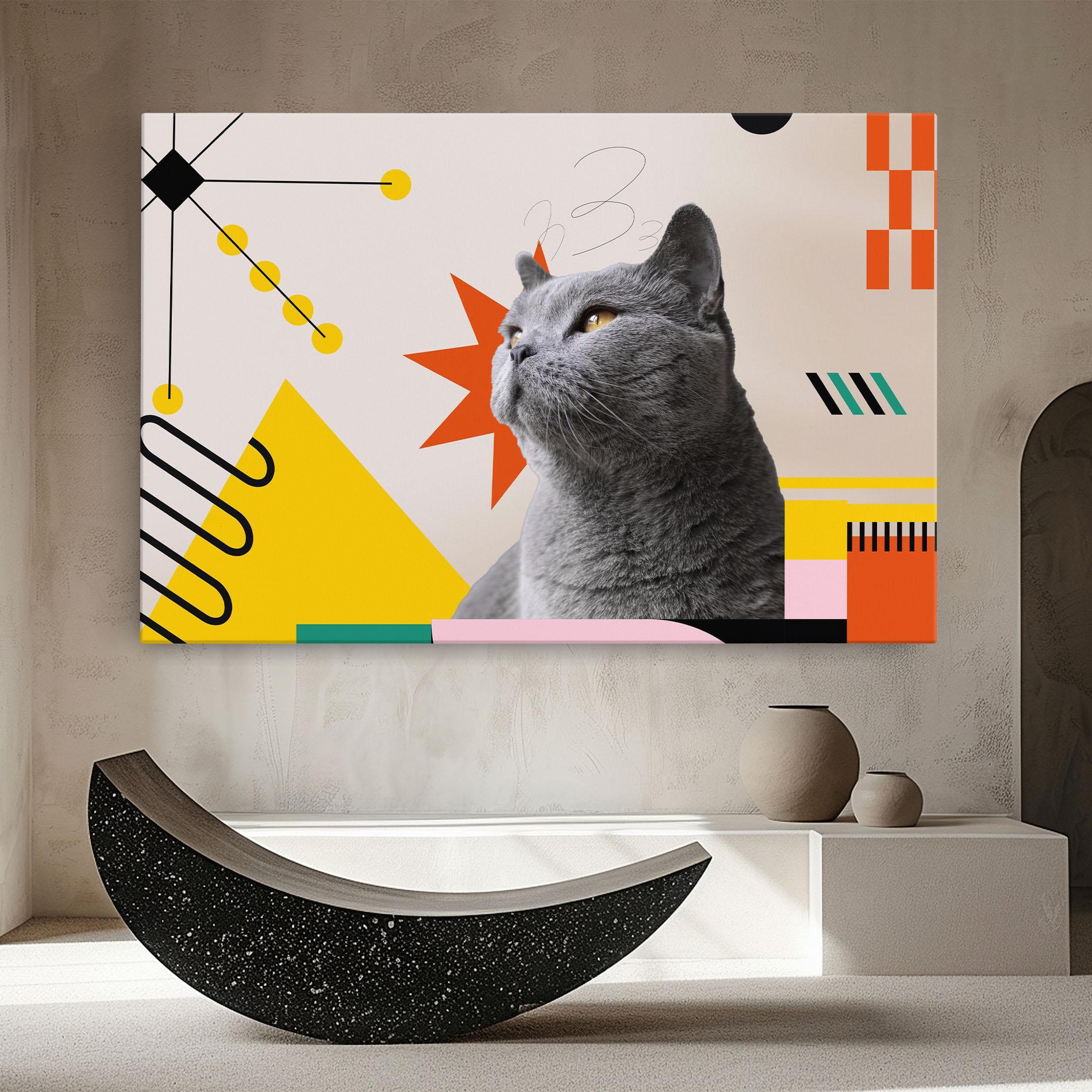 Картина на платно Colorful Graphic Cat mockup 8