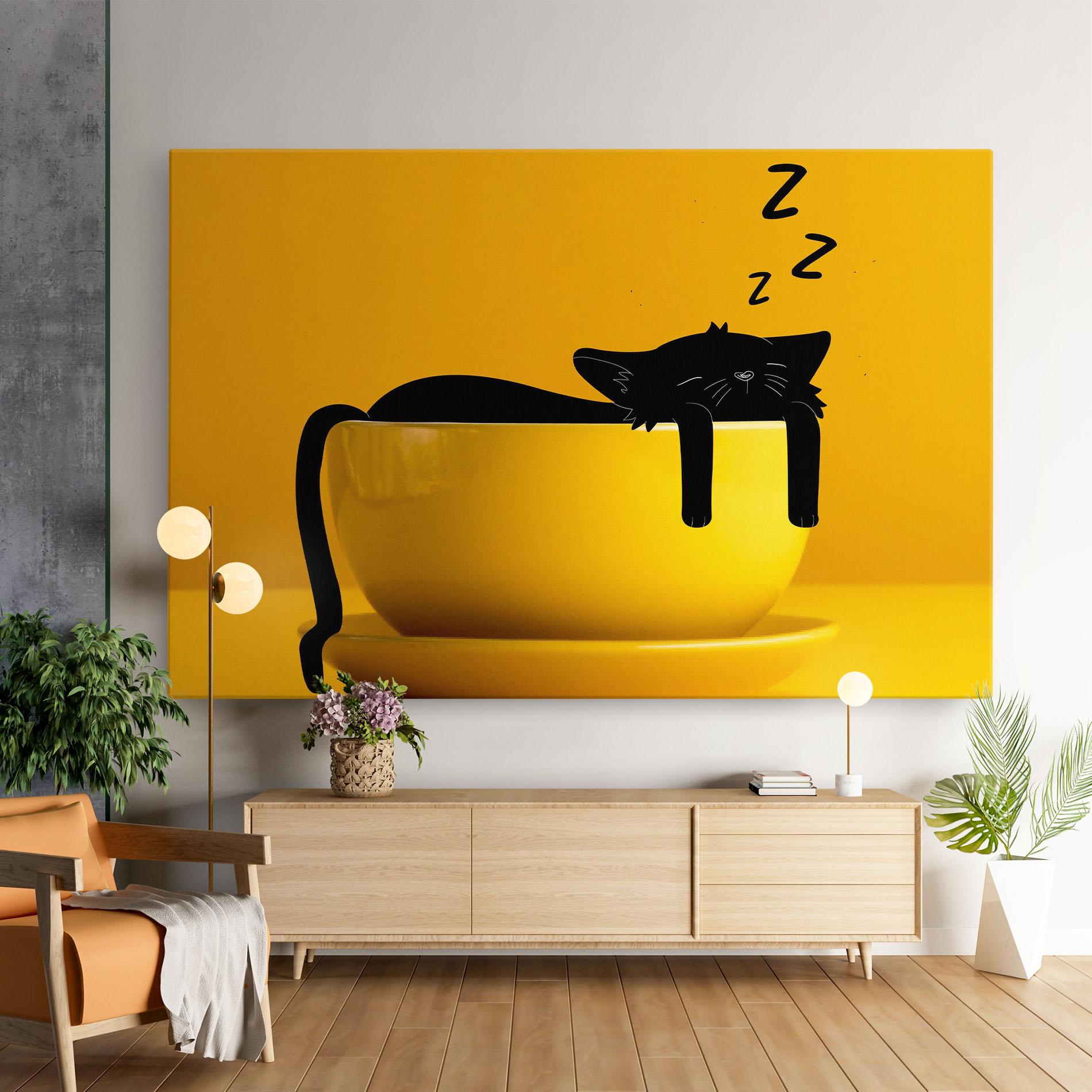 Картина на платно Cat In A Cup mockup 9