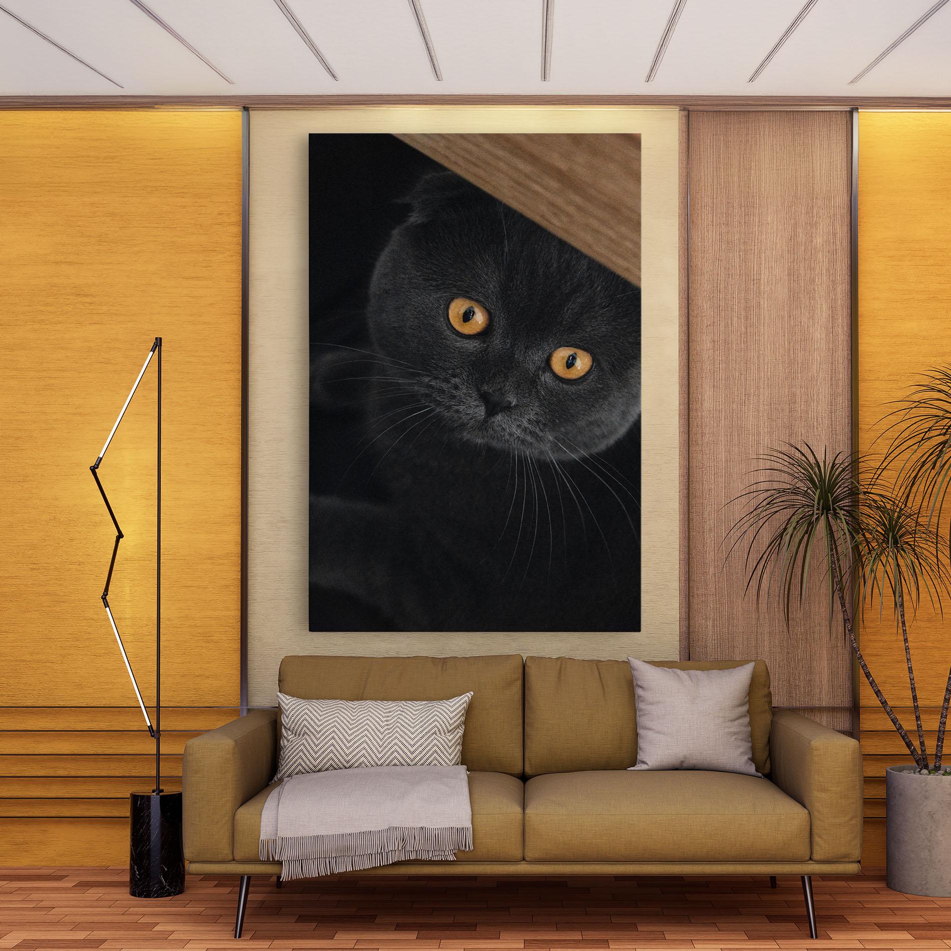 Картина на платно Grey Cat With Orange Eyes mockup 9
