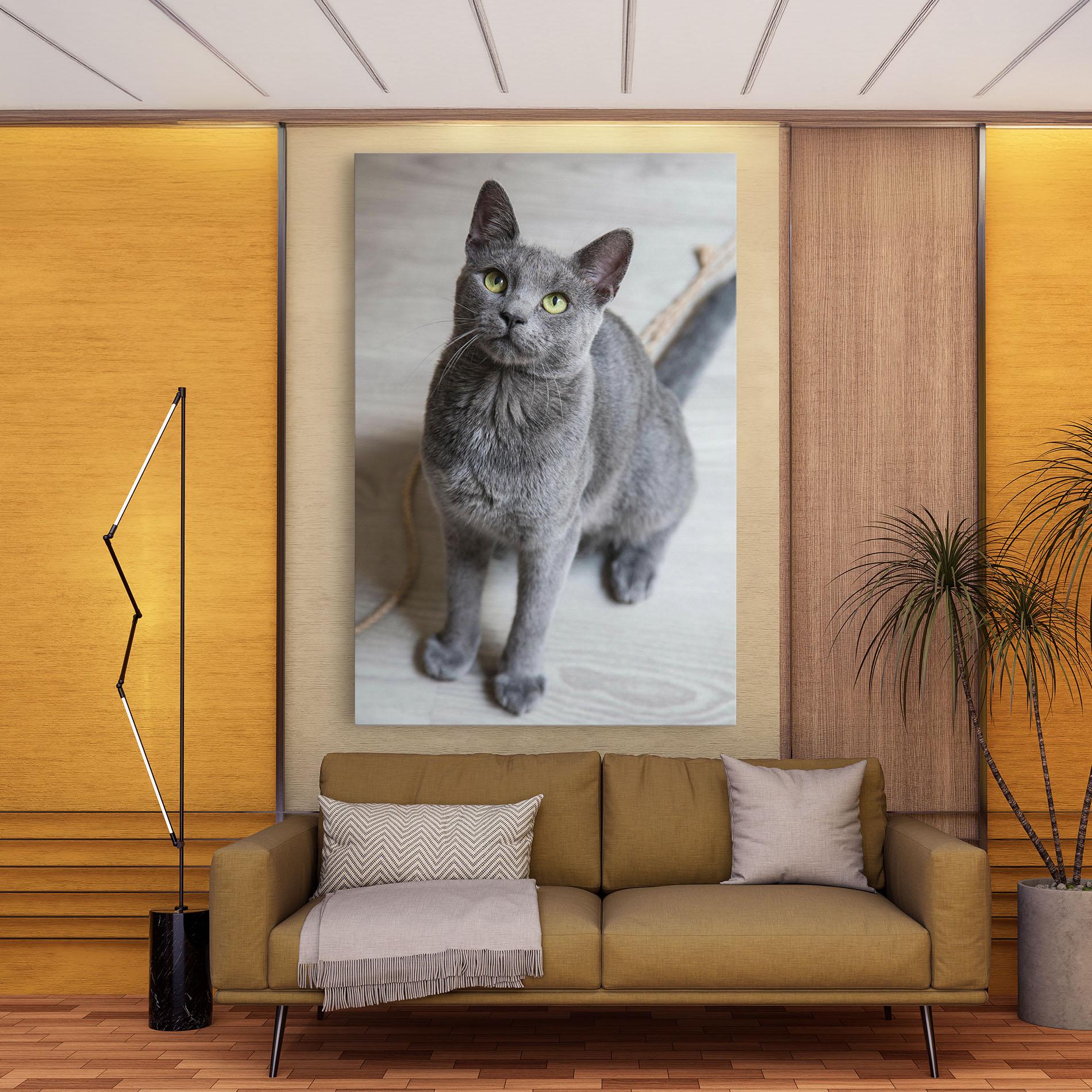 Картина на платно Grey Green Cat Eyes mockup 9