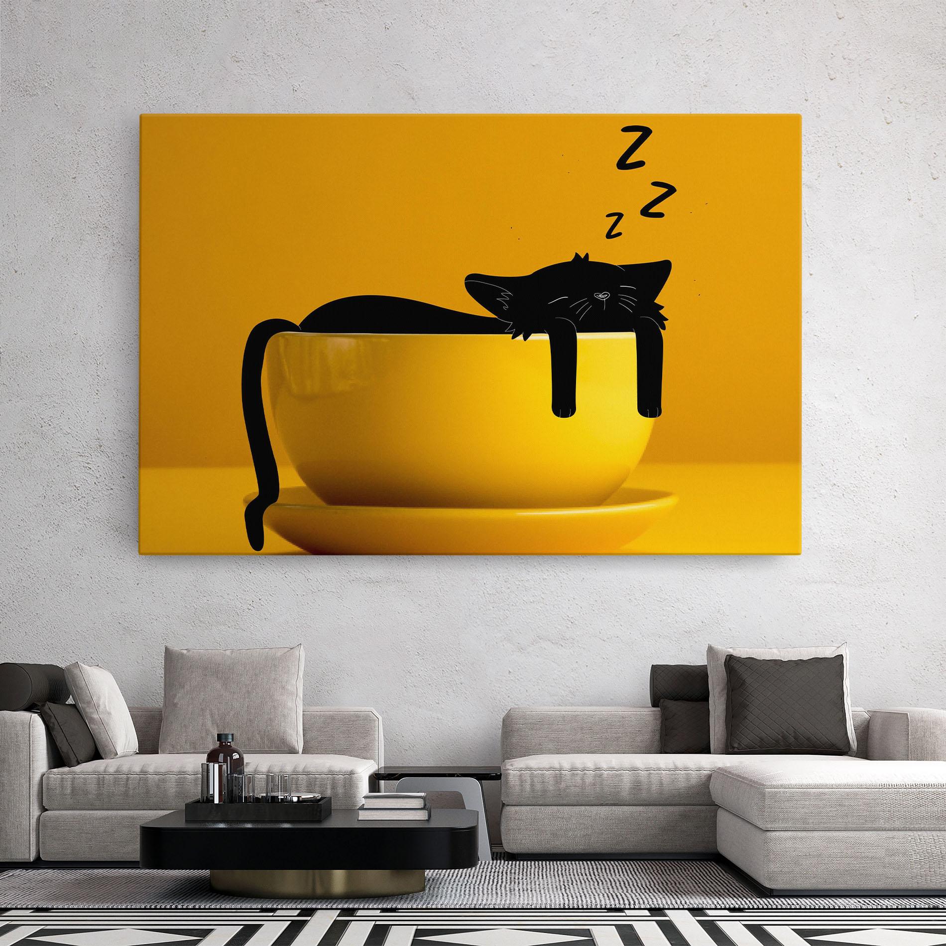 Картина на платно Cat In A Cup mockup 2