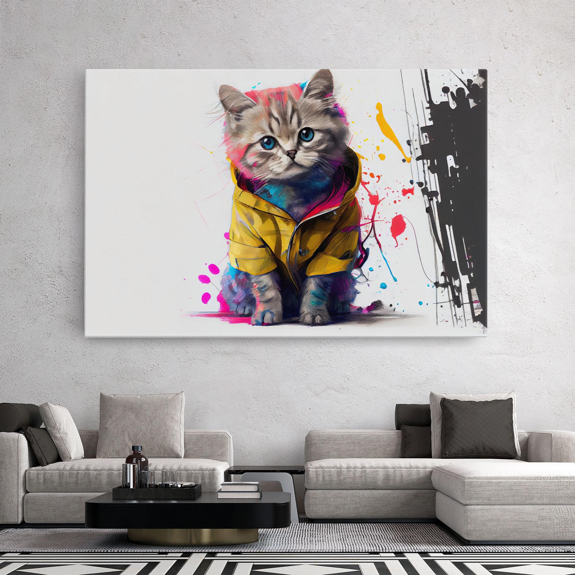 Картина на платно Fluffy Kitten With Clothes mockup 2