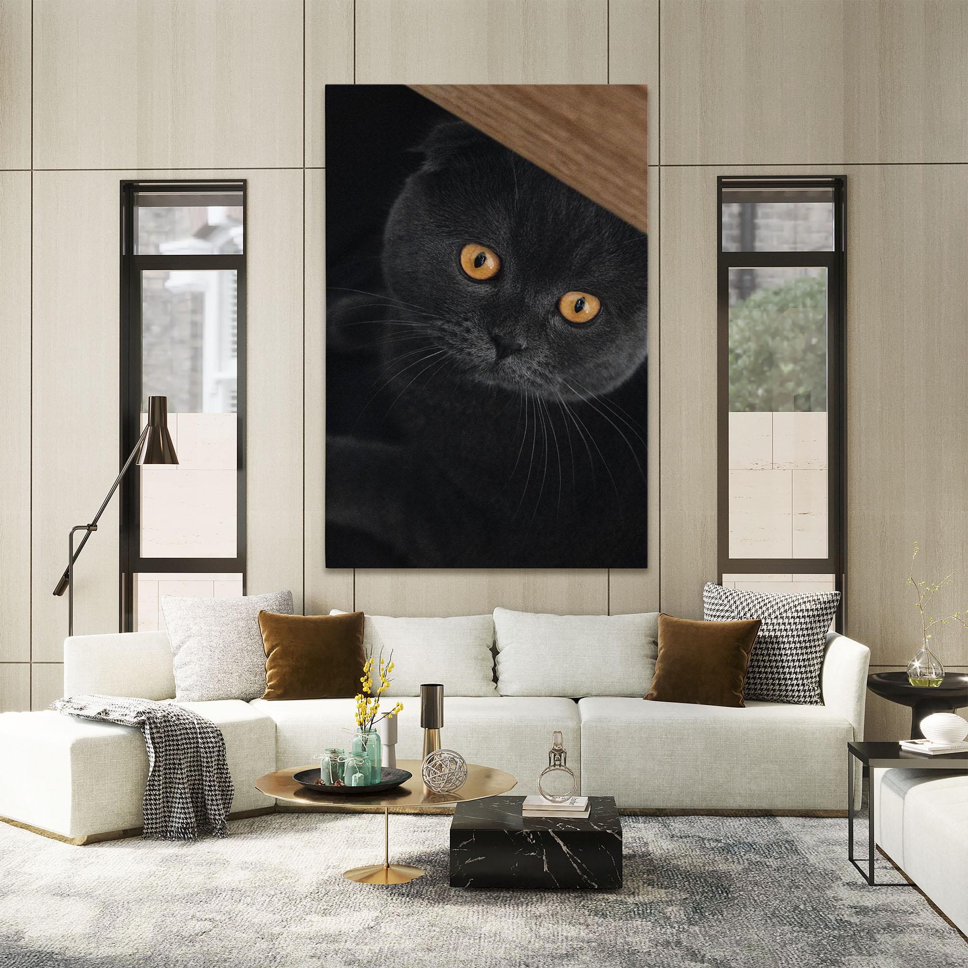 Картина на платно Grey Cat With Orange Eyes mockup 2