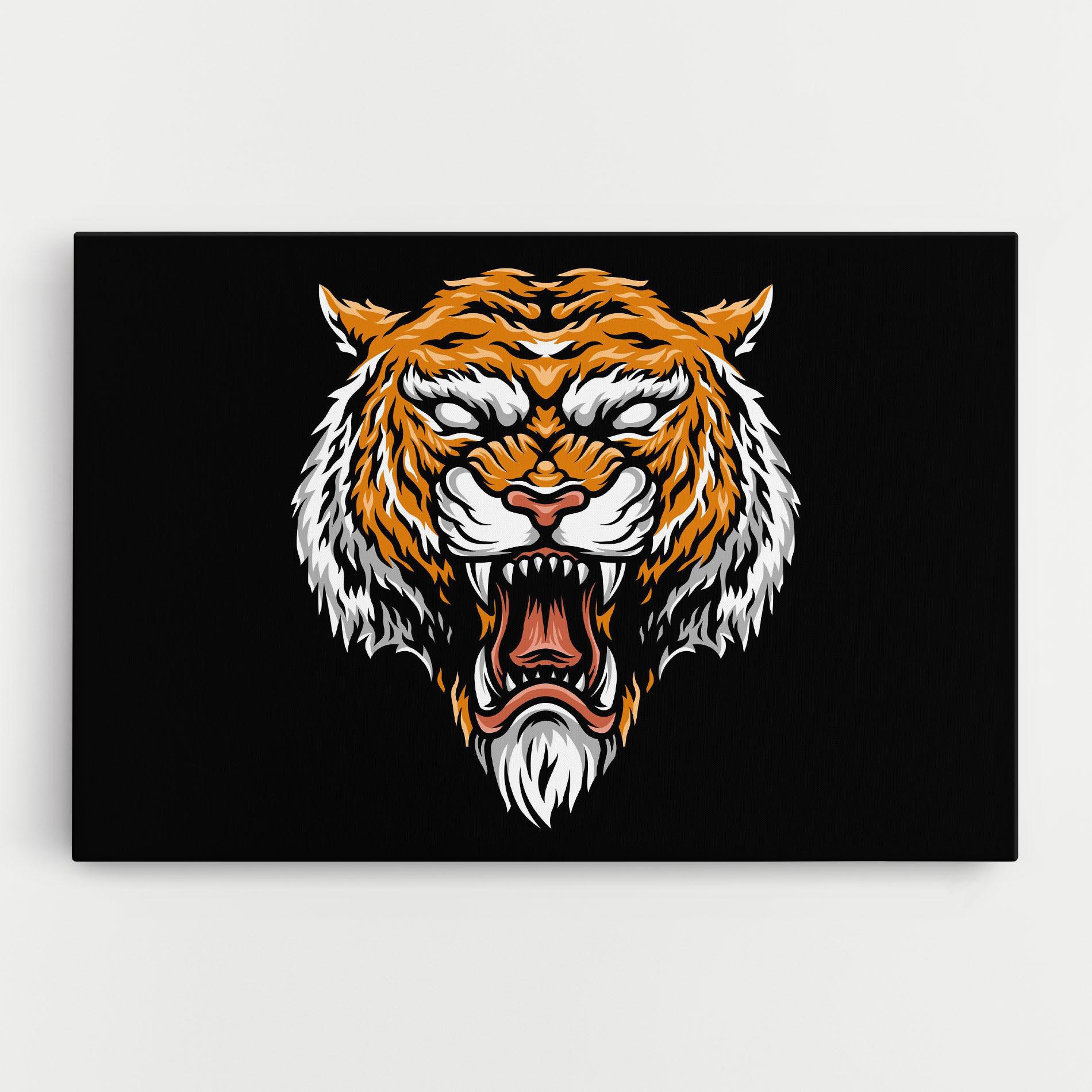 Картина на платно Angry Orange Tiger mockup 0