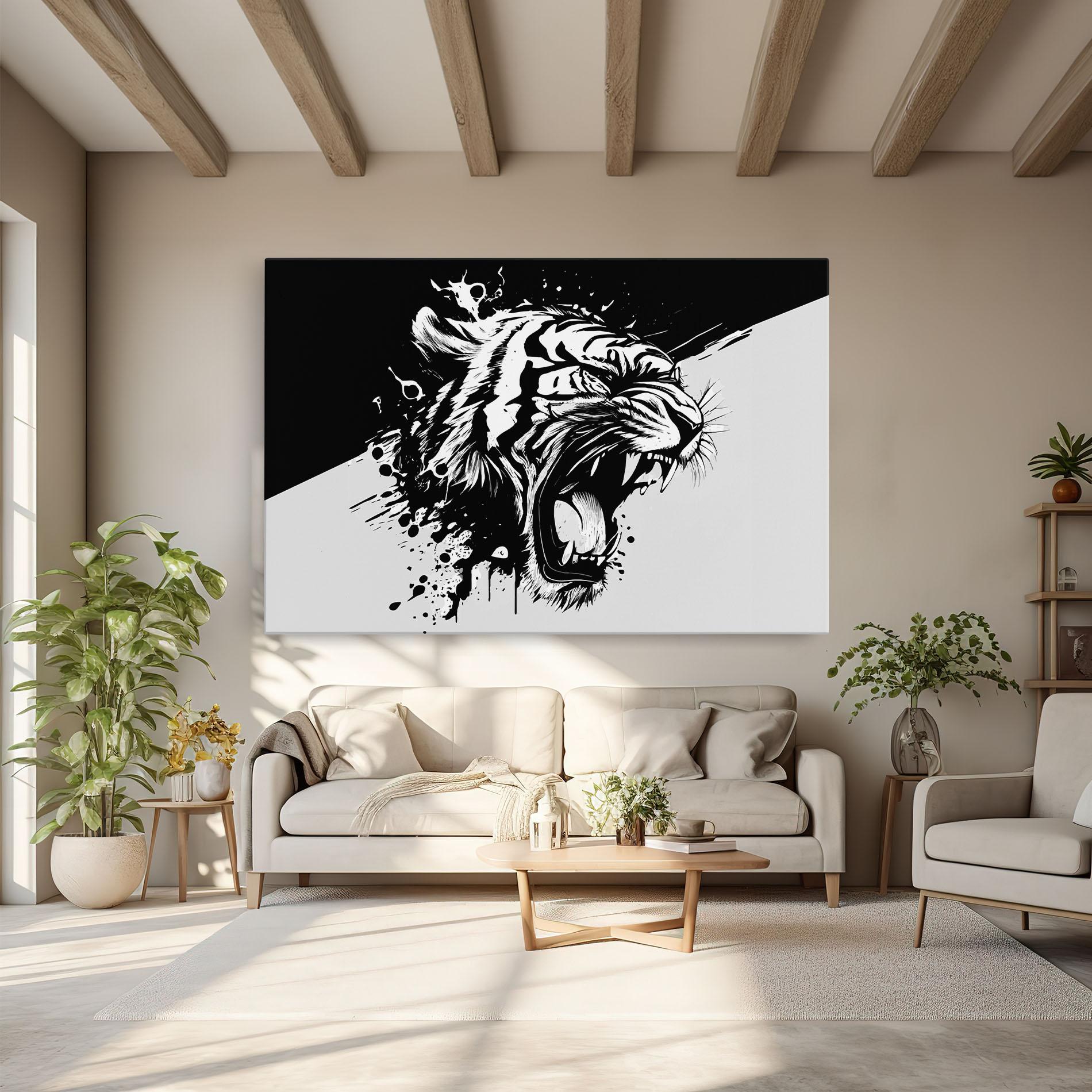Картина на платно Black Grey Tiger mockup 6