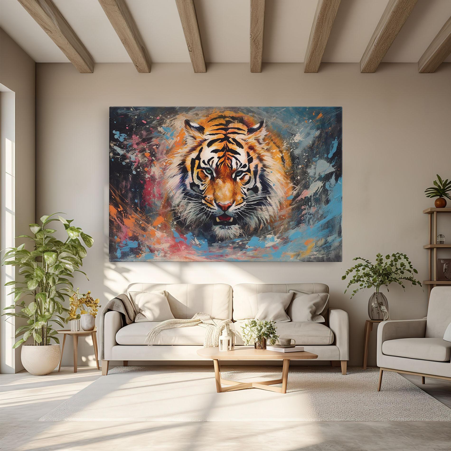 Картина на платно Orange Tiger Painting mockup 6