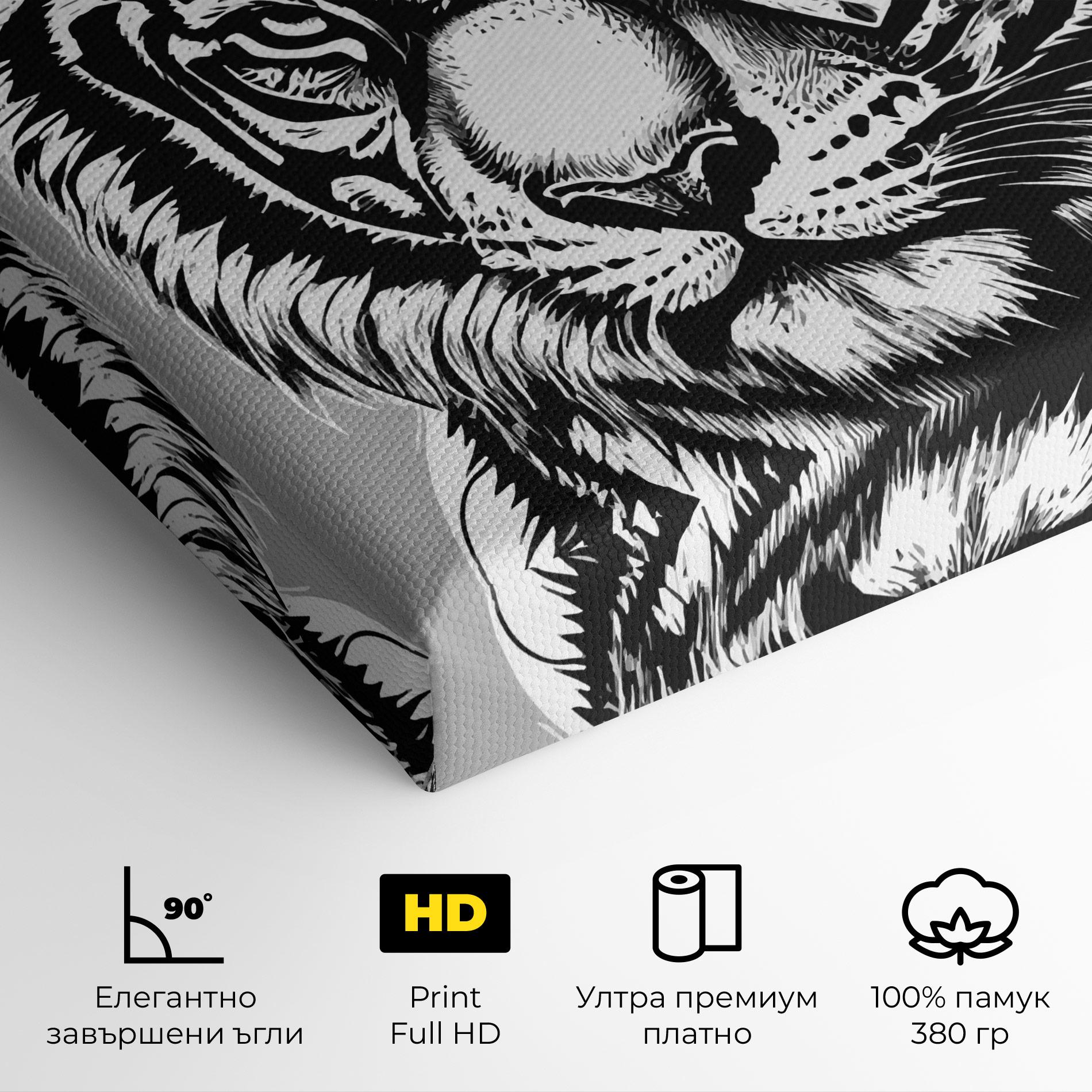 Картина на платно White Tiger Grey mockup 4