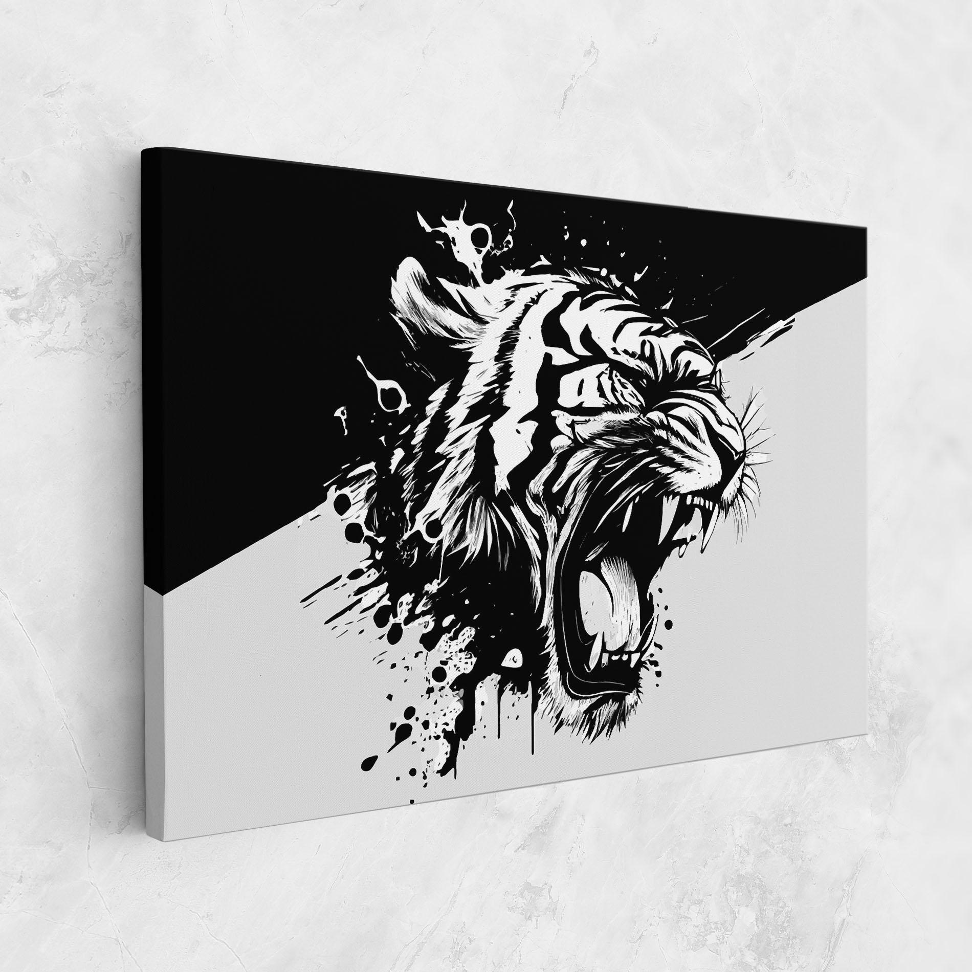 Картина на платно Black Grey Tiger mockup 1