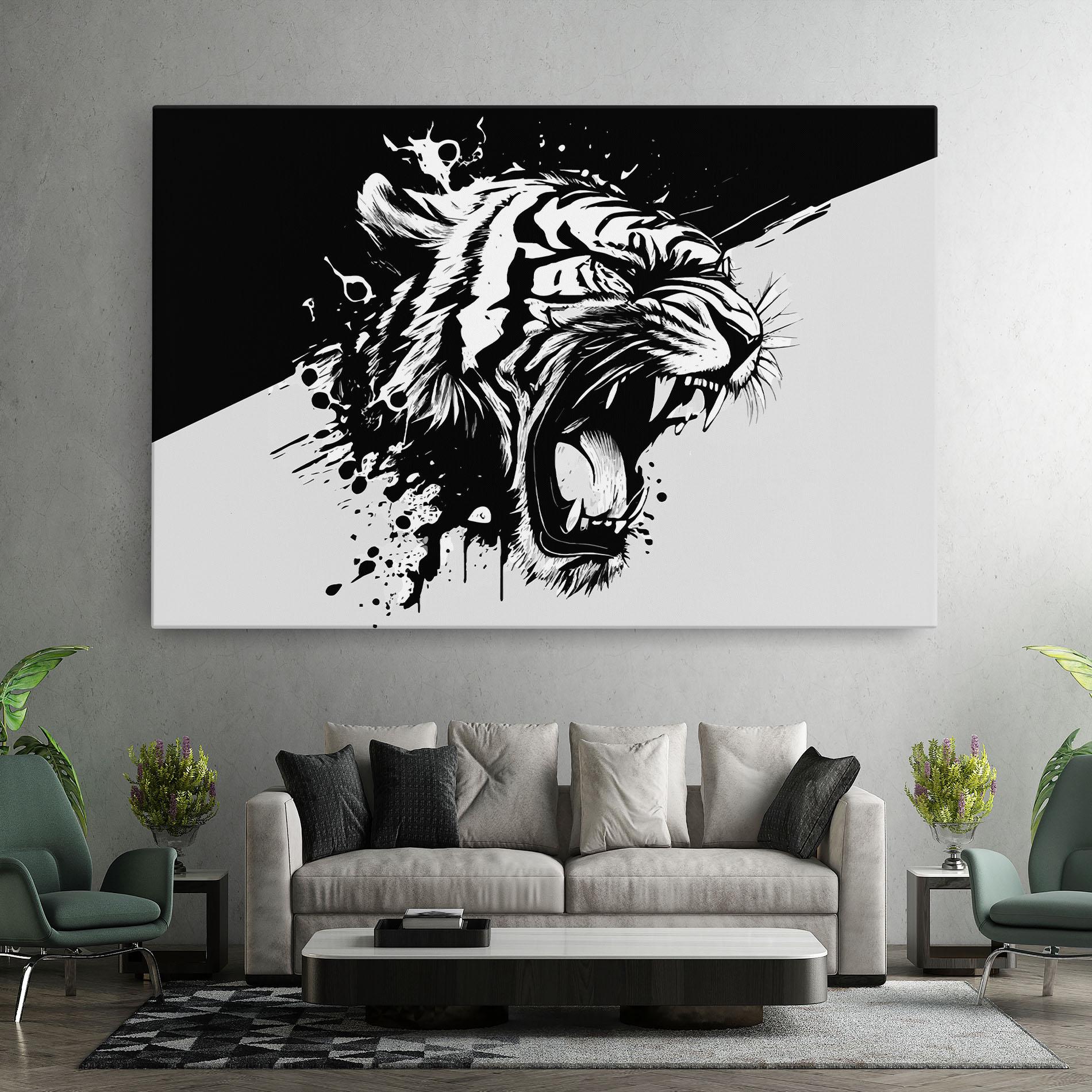 Картина на платно Black Grey Tiger mockup 7