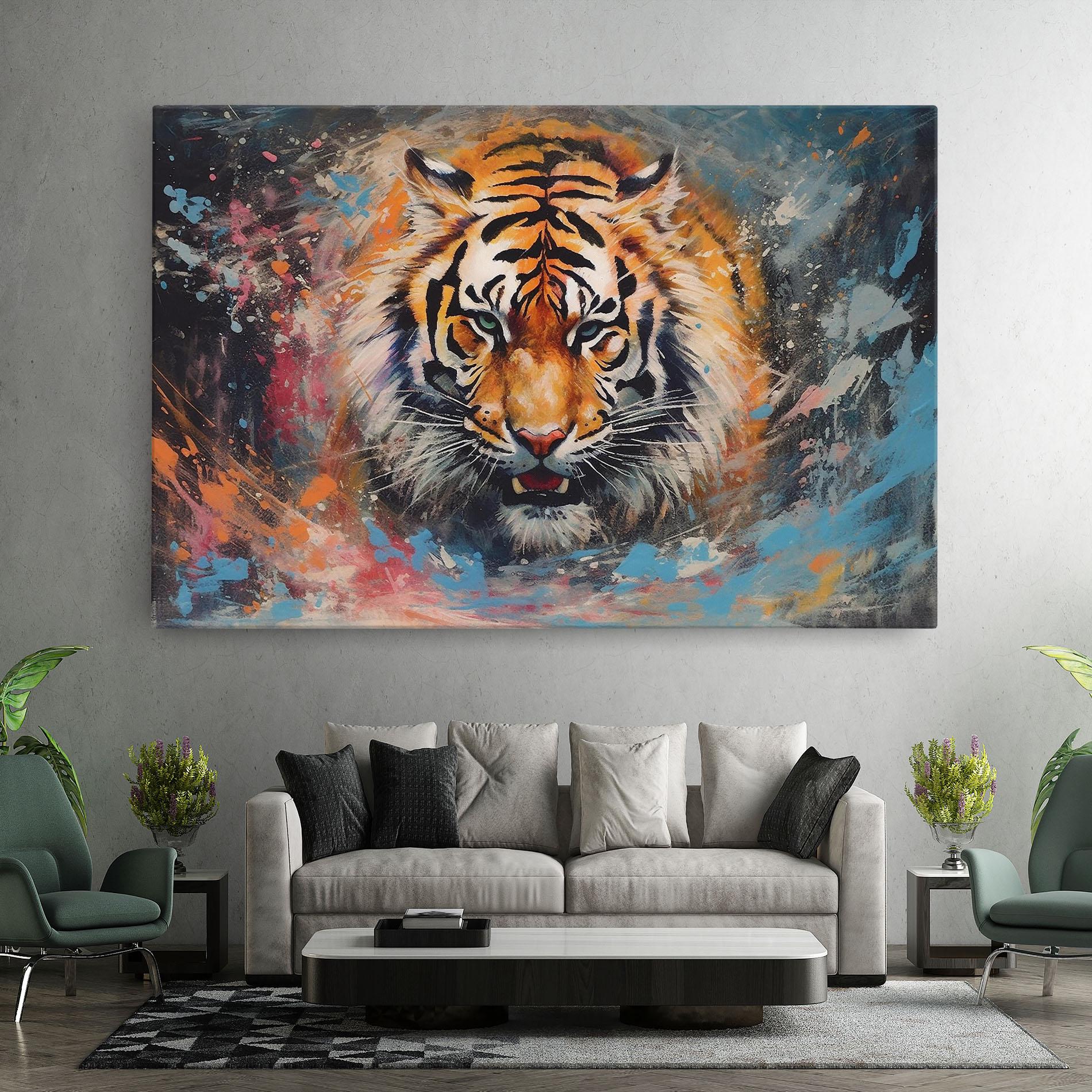 Картина на платно Orange Tiger Painting mockup 7