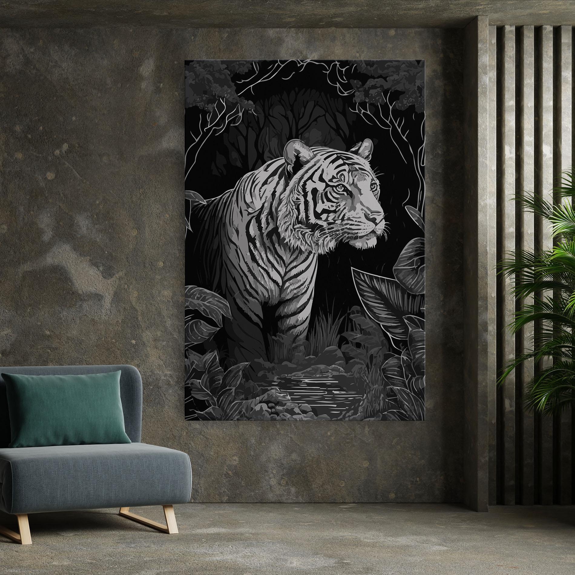 Картина на платно Grey Tiger mockup 7
