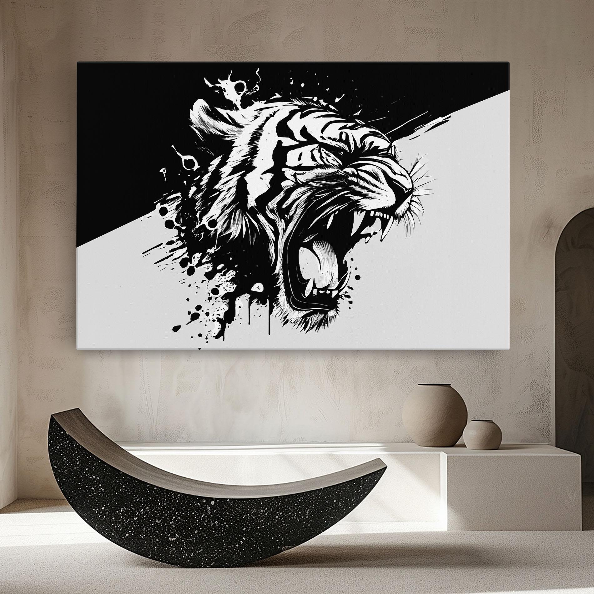 Картина на платно Black Grey Tiger mockup 8