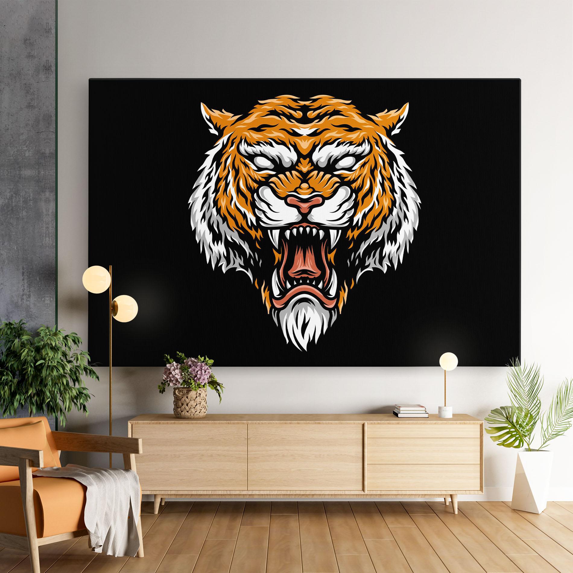 Картина на платно Angry Orange Tiger mockup 9