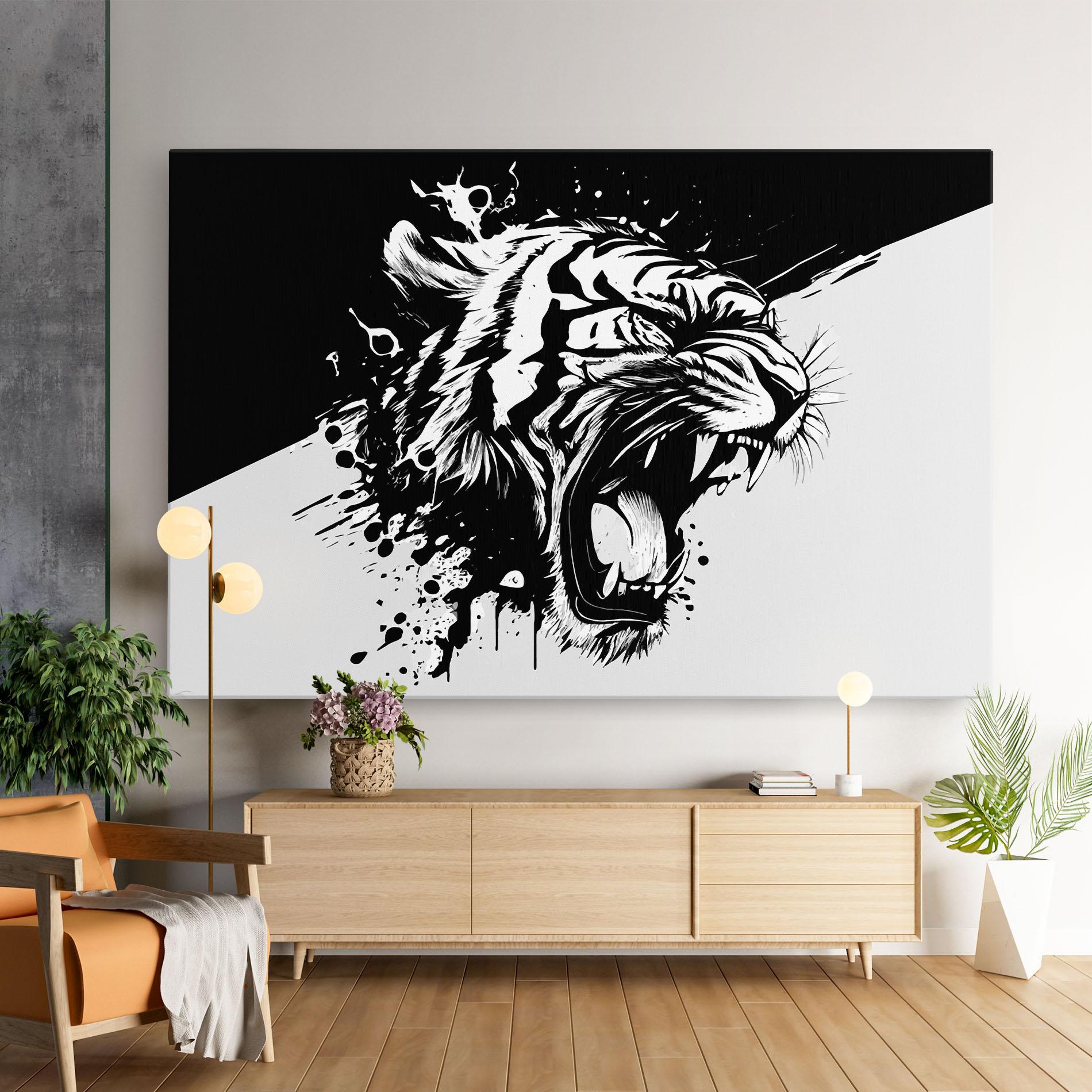 Картина на платно Black Grey Tiger mockup 9