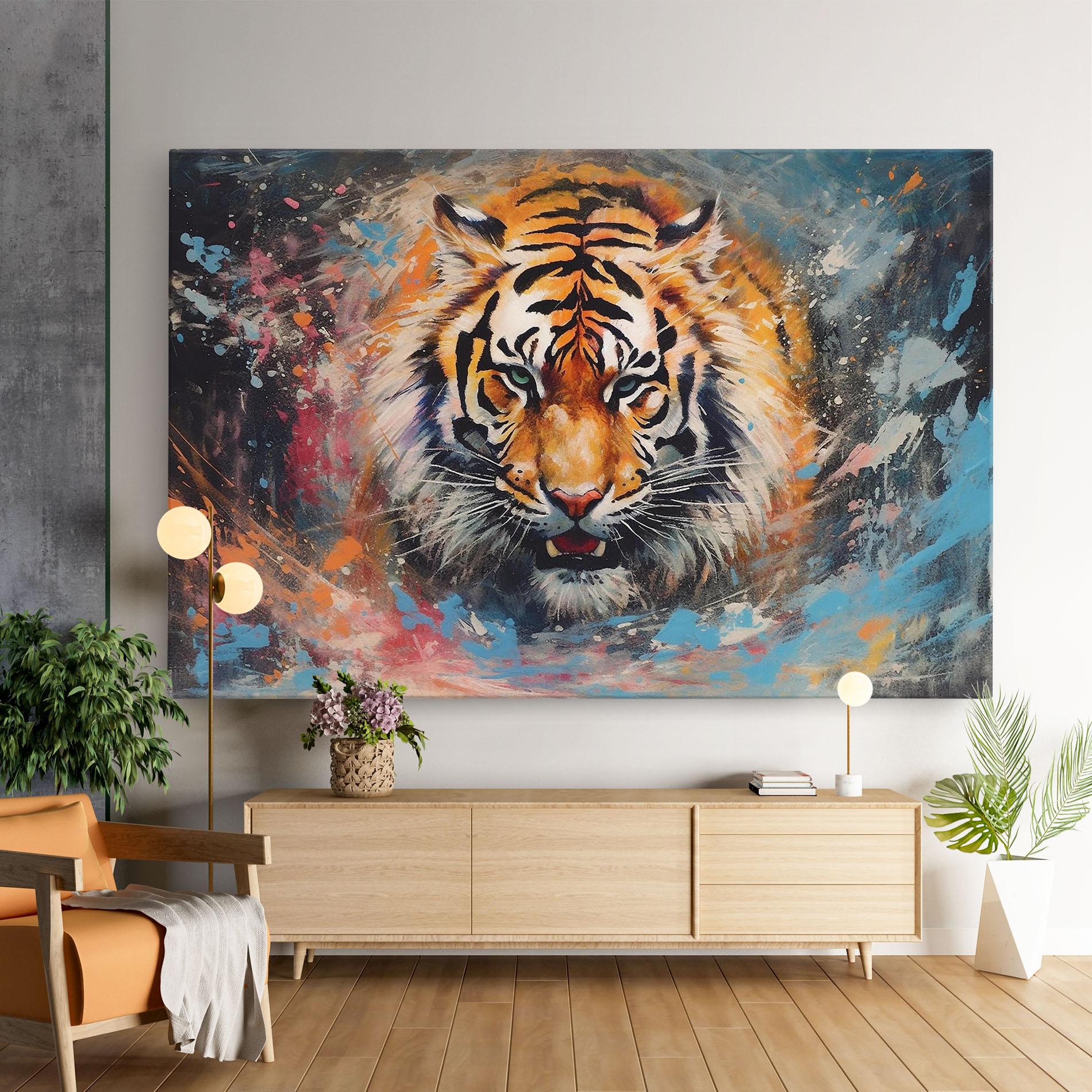 Картина на платно Orange Tiger Painting mockup 9