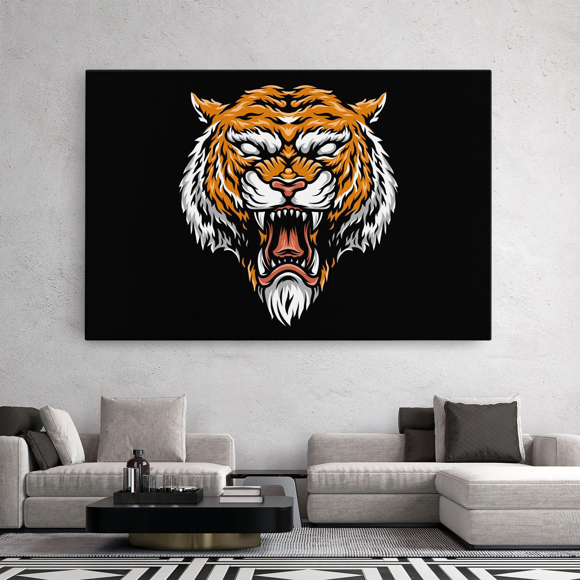 Картина на платно Angry Orange Tiger mockup 2