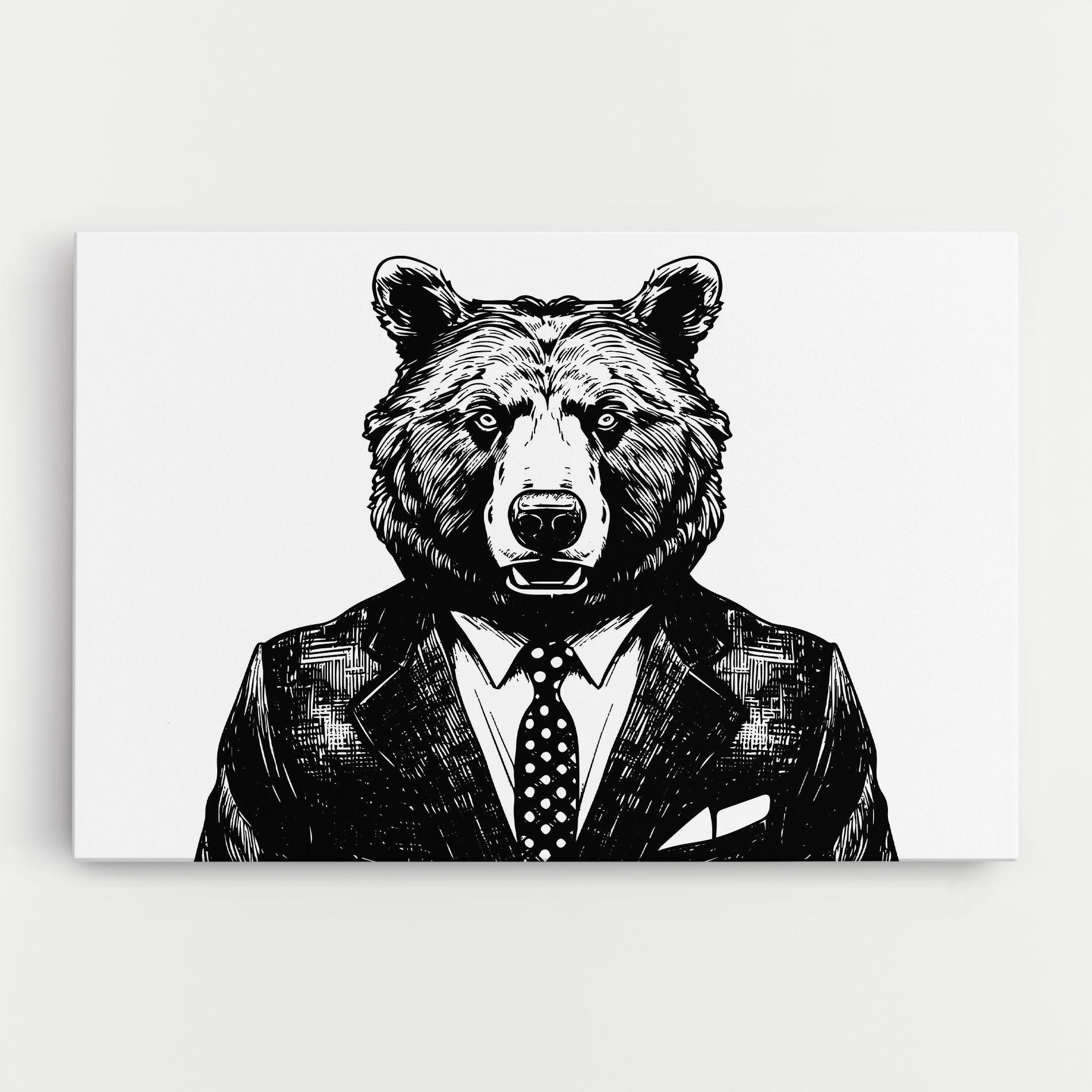 Картина на платно Bear In Suit mockup 0