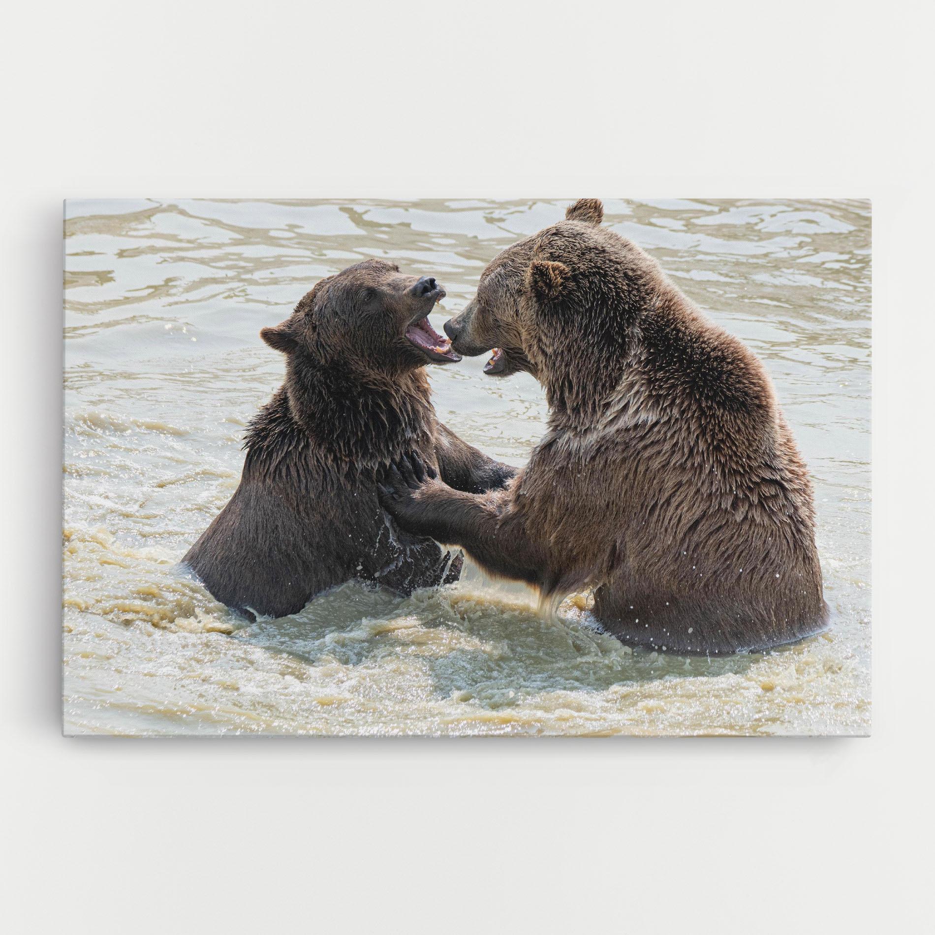 Картина на платно Bears Fighting mockup 0