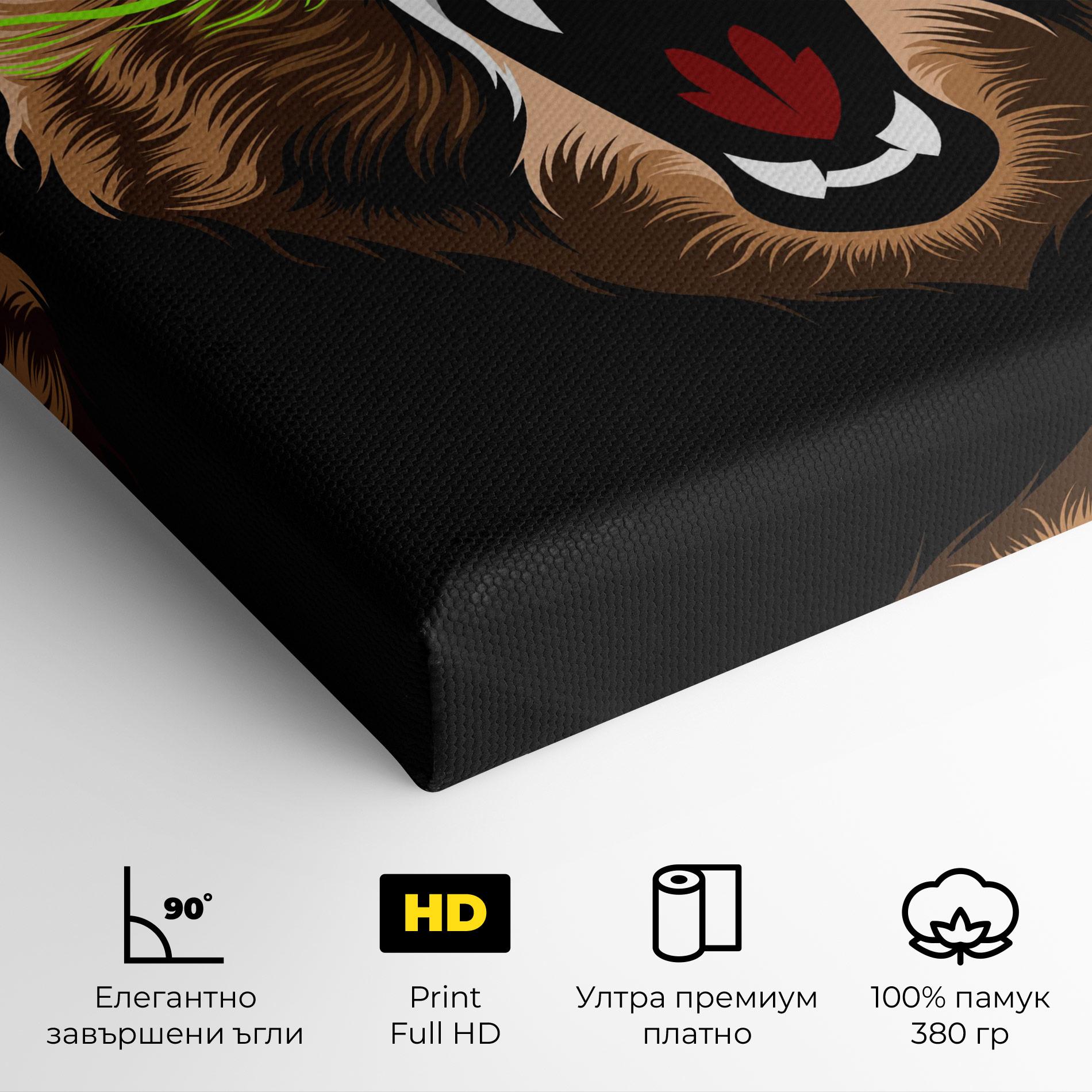 Картина на платно Green Line Bear mockup 4