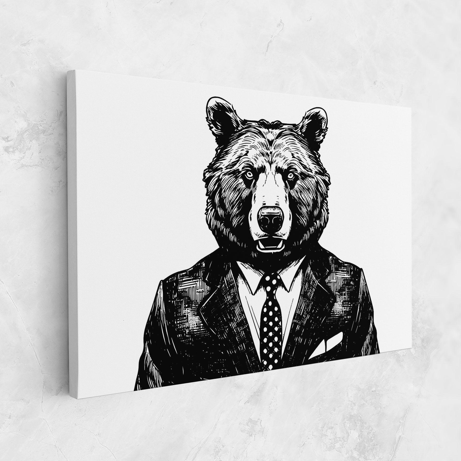 Картина на платно Bear In Suit mockup 1