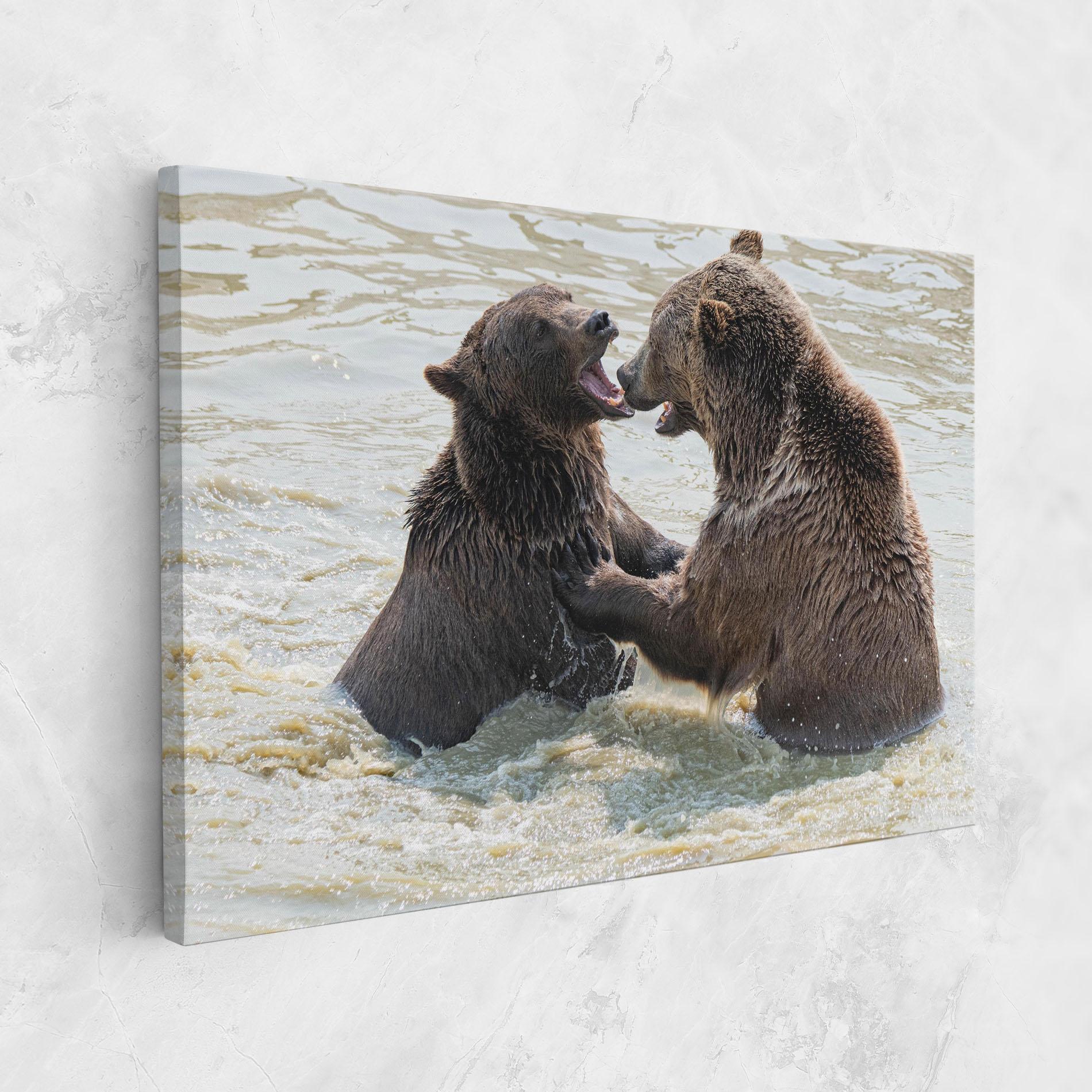Картина на платно Bears Fighting mockup 1